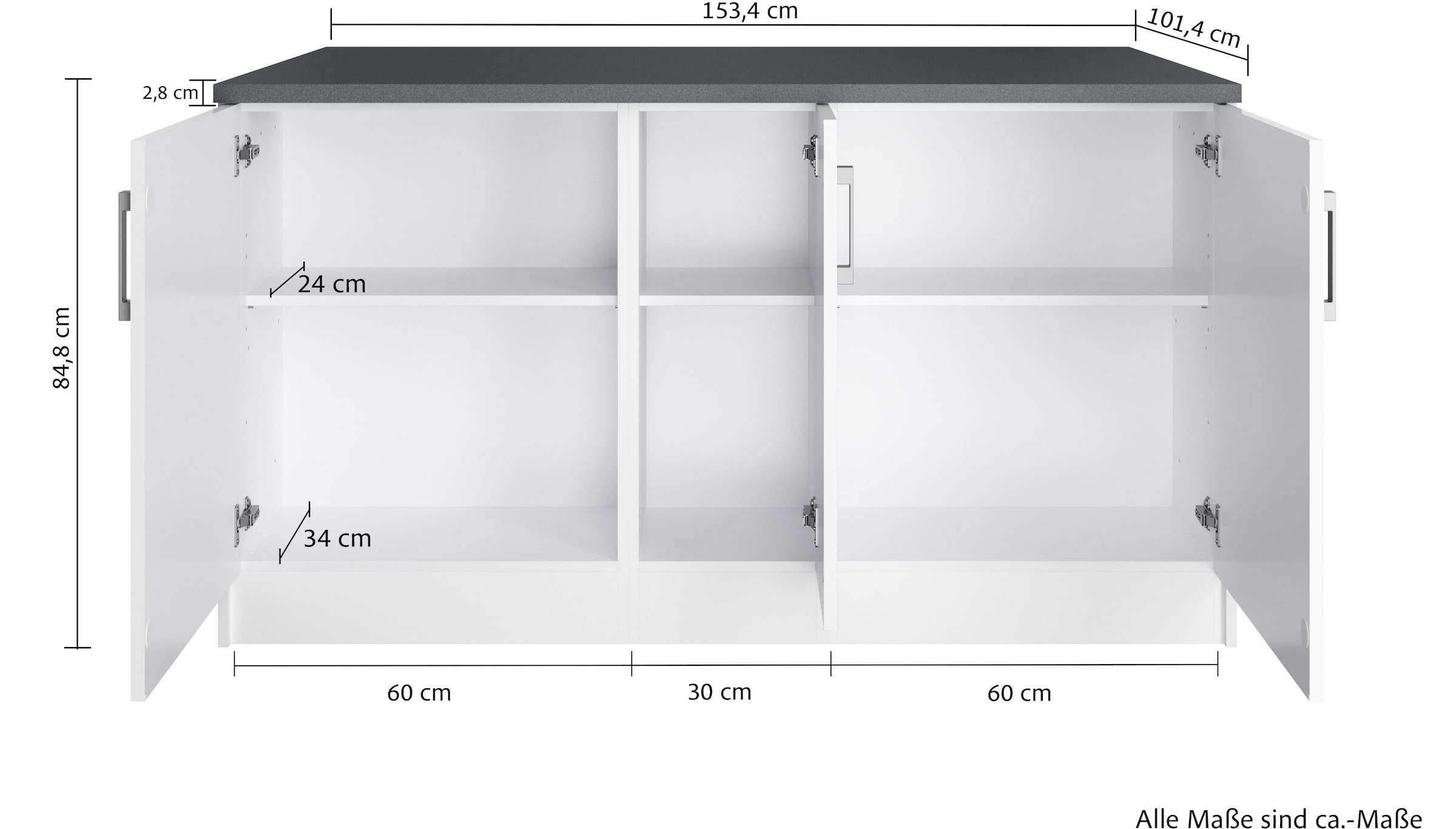 KOCHSTATION Kücheninsel »KS-Toronto« Breite 153 cm, MDF-Fronten, Flaschenregal