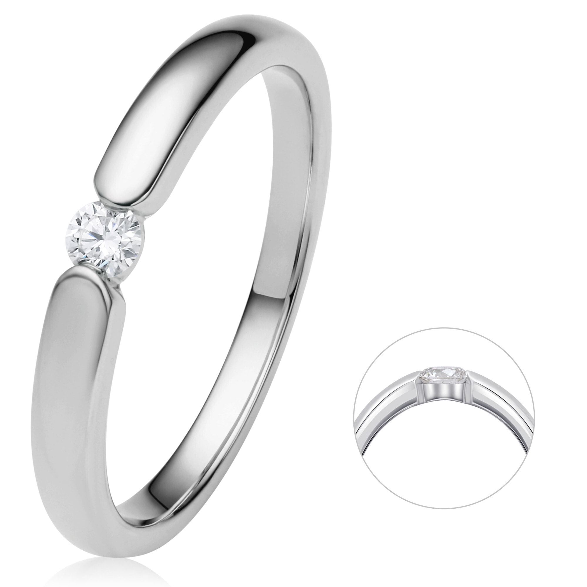 Diamantring »0.08 ct Diamant Brillant Spannfassung Ring aus 950 Platin«, Damen Platin...