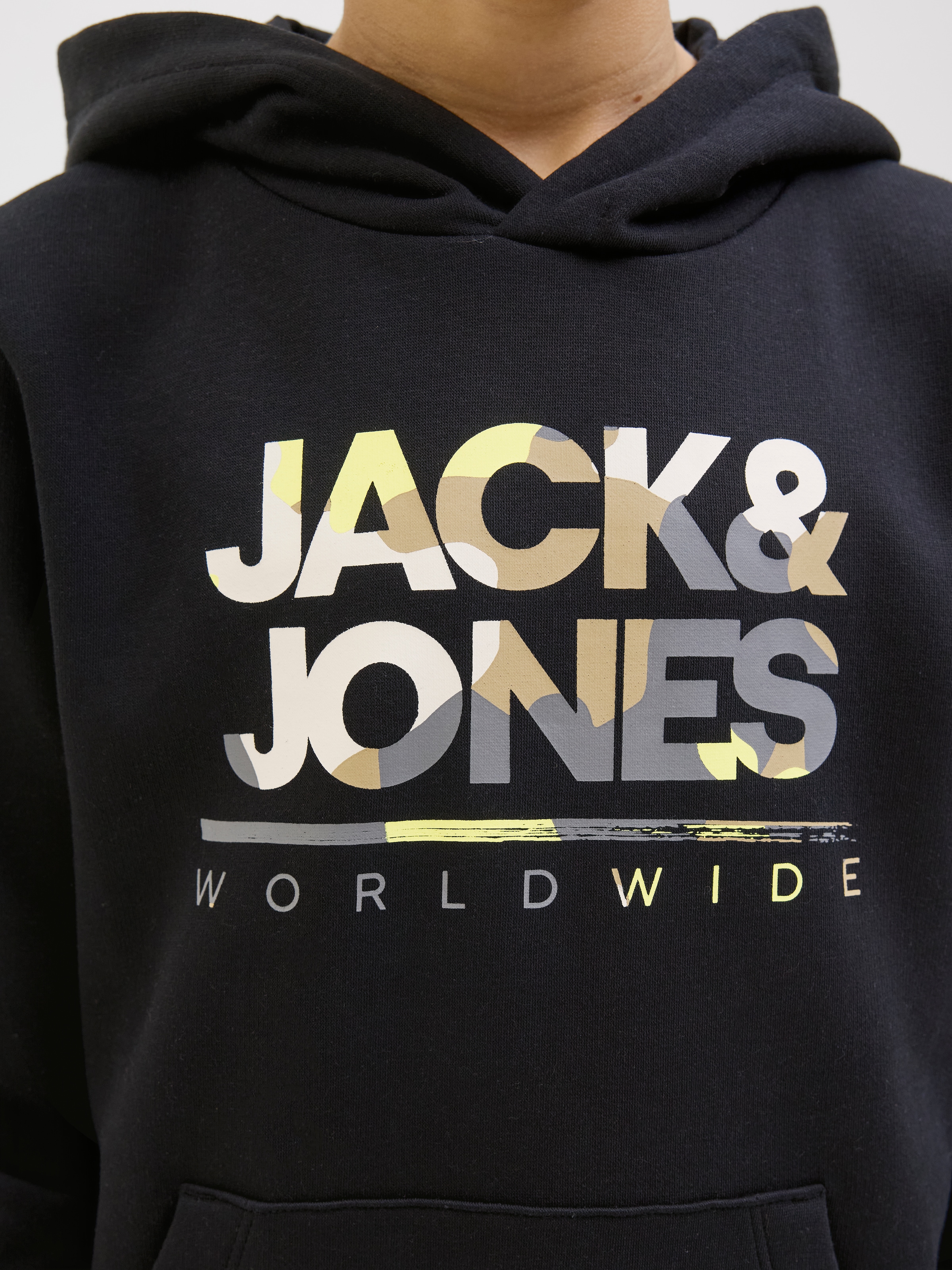 Jack & Jones Junior Hoodie »JJLUKE SWEAT HOOD JNR«, mit coolem Logo-Frontmotiv