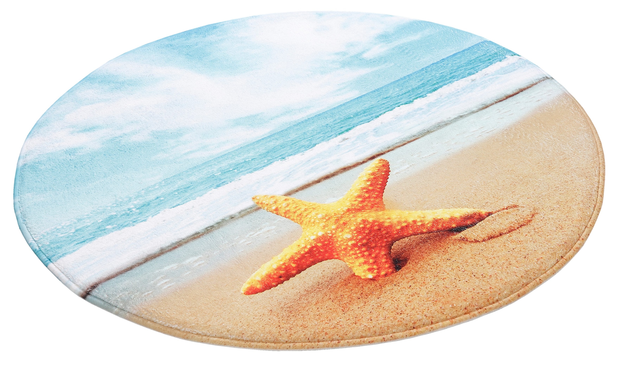 my home Badematte »Seestern«, rutschhemmend beschichtet-Memory Schaum, fußbodenheizungsgeeignet-schnell trocknend-strapazierfähig, Badteppich, Naturmotiv, Strand, Badematten auch als Set erhältlich