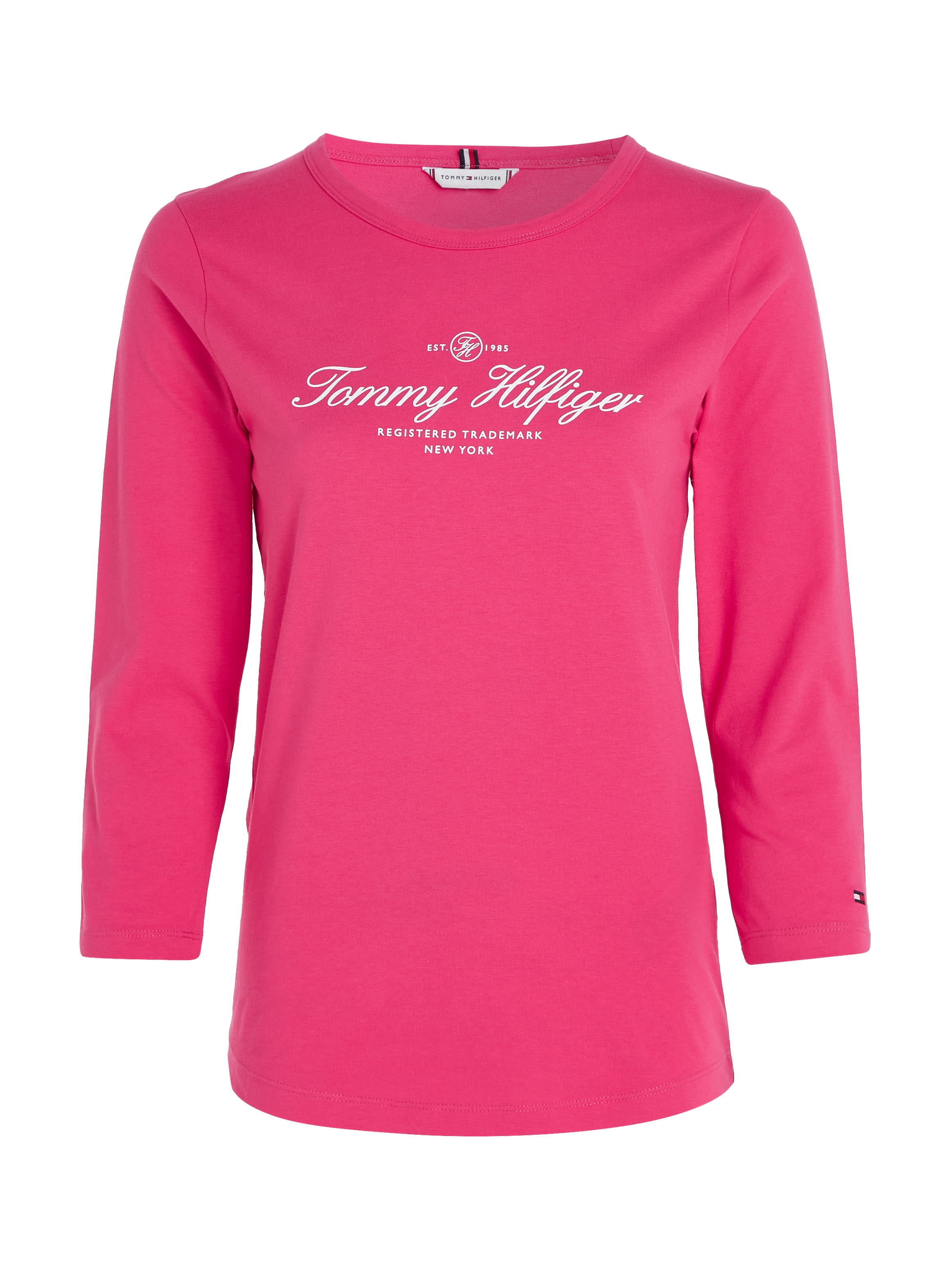 Tommy Hilfiger Langarmshirt »SLIM SIGNATURE Logo-Schriftzug online NK | 3/4SLV«, BAUR mit Signature Hilfiger bestellen Tommy OPEN