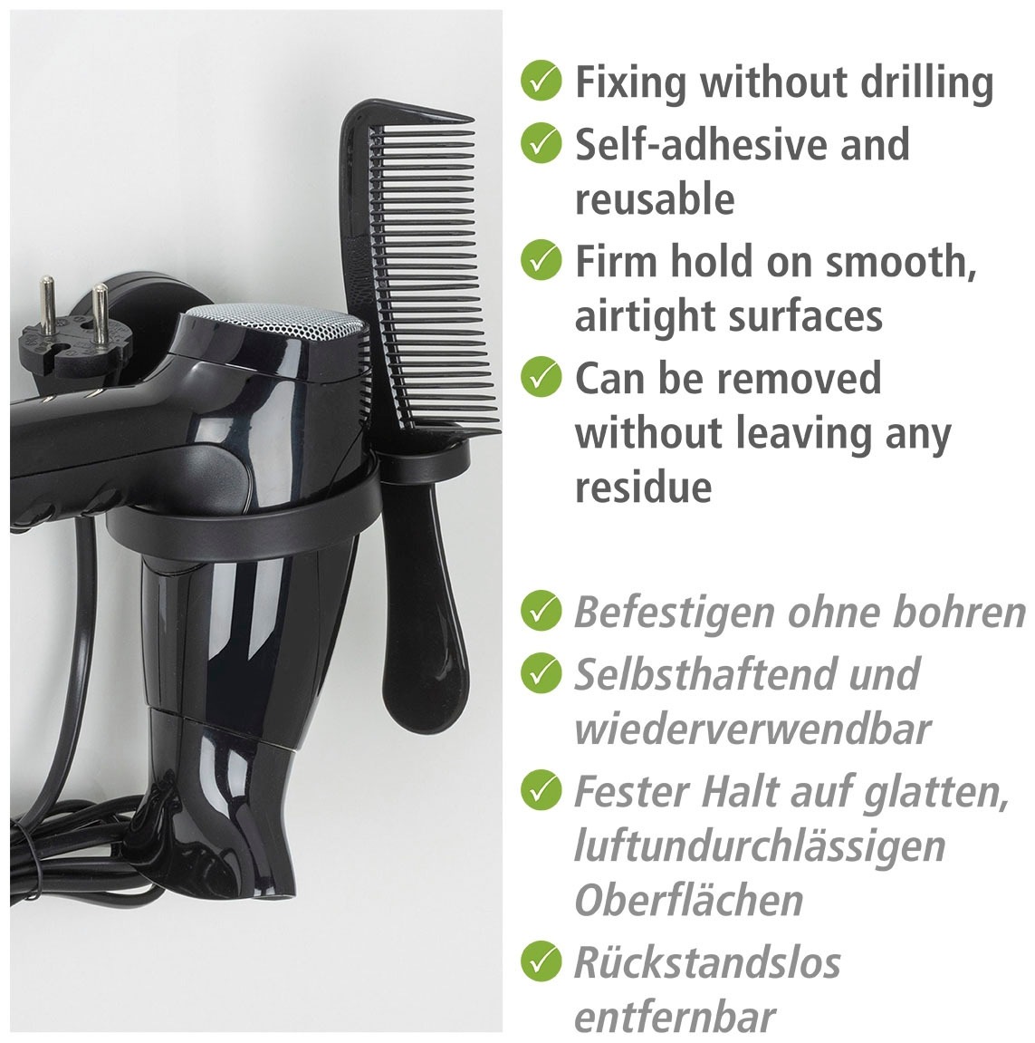 WENKO Haartrocknerhalter »Static-Loc® Plus Pavia«, Befestigen ohne Bohren