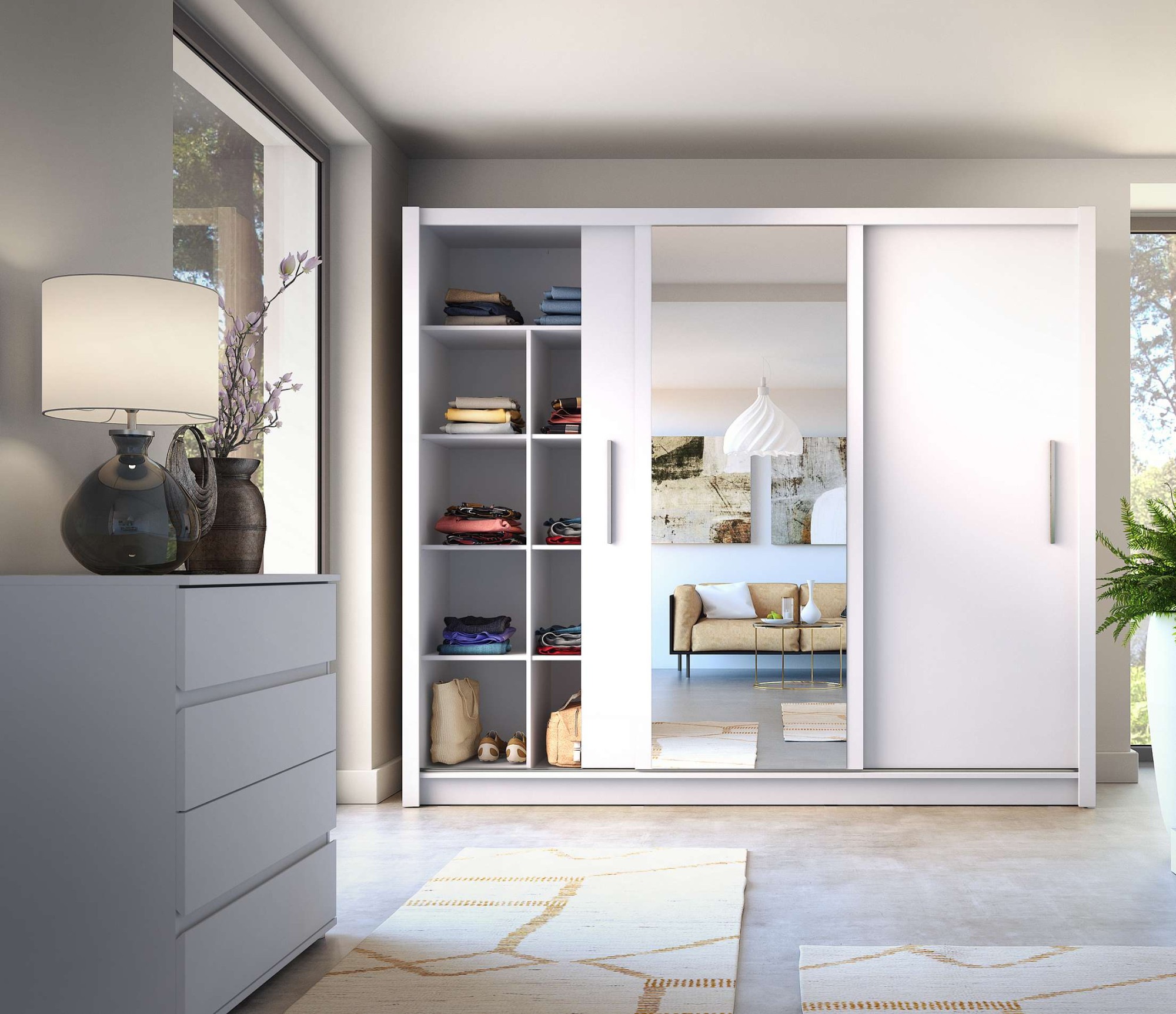 Home affaire Kleiderschrank "BELAVIEN Schwebetüren mit 15 Fächer, Kleiderst günstig online kaufen