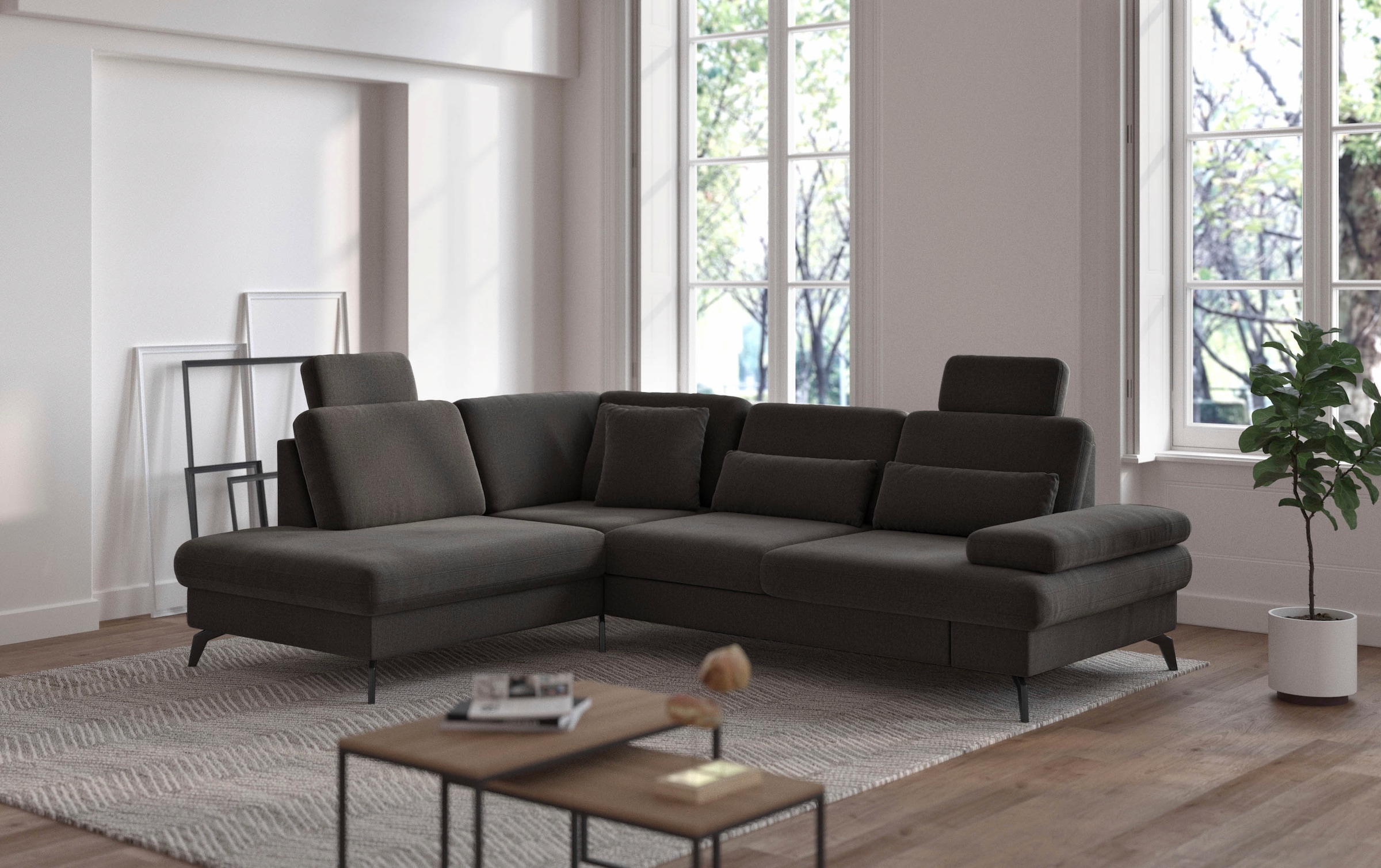 sit&more Ecksofa »Morris L-Form, inkl. Sitztiefenverstellung« wahlweise mit Armteilverstellung, Bettfunktion & Bettkasten