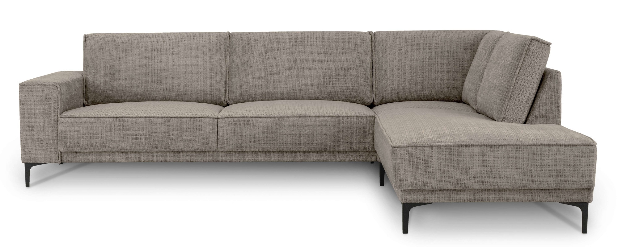 Places of Style Ecksofa »Polsterecke Oland, Struktur, Flachgewebe, Luxus-Microfaser, Boucle«, L-Form, 289 cm, Wellenunterfederung, Skandi-Design, Metallfüße