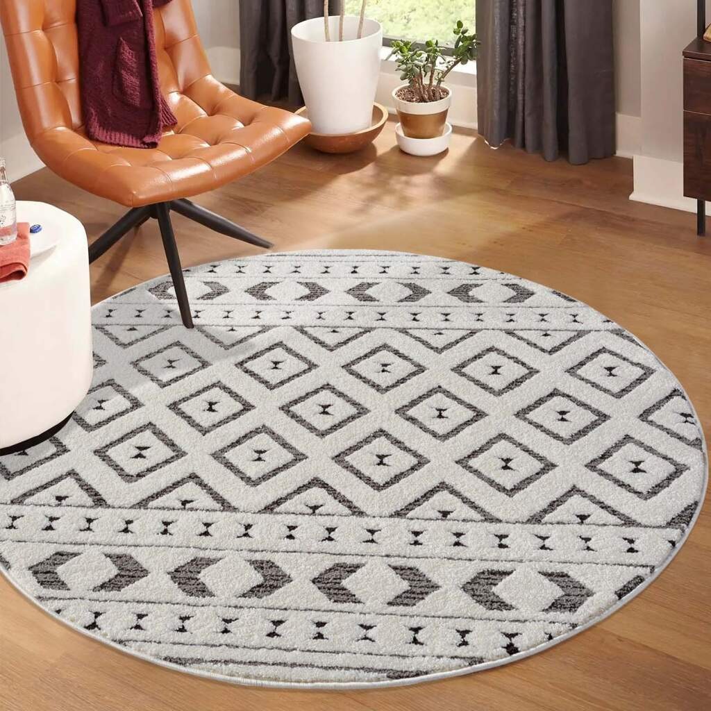 Teppich CARPET CITY "LOUNGE 9999", grau, H:15mm Ø:200cm, Obermaterial: 100% Polyester, Teppiche, Teppich, Kurzflor-Teppich Modern, Hoch-Tief-Struktur, Wohnzimmer, Schlafzimmer
