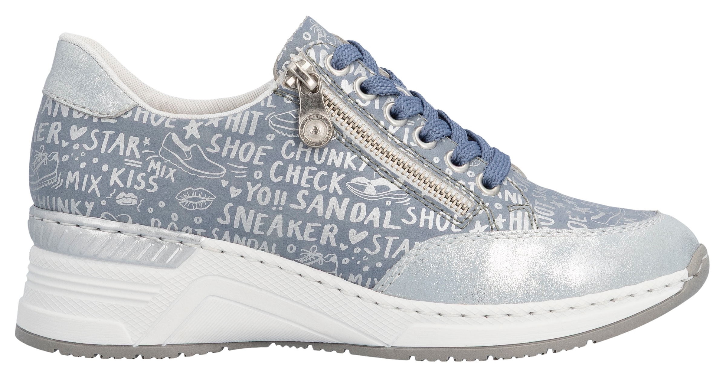 Rieker Sneaker  mit Lettern bedruckt, Freizeitschuh, Halbschuh, Schnürschuh