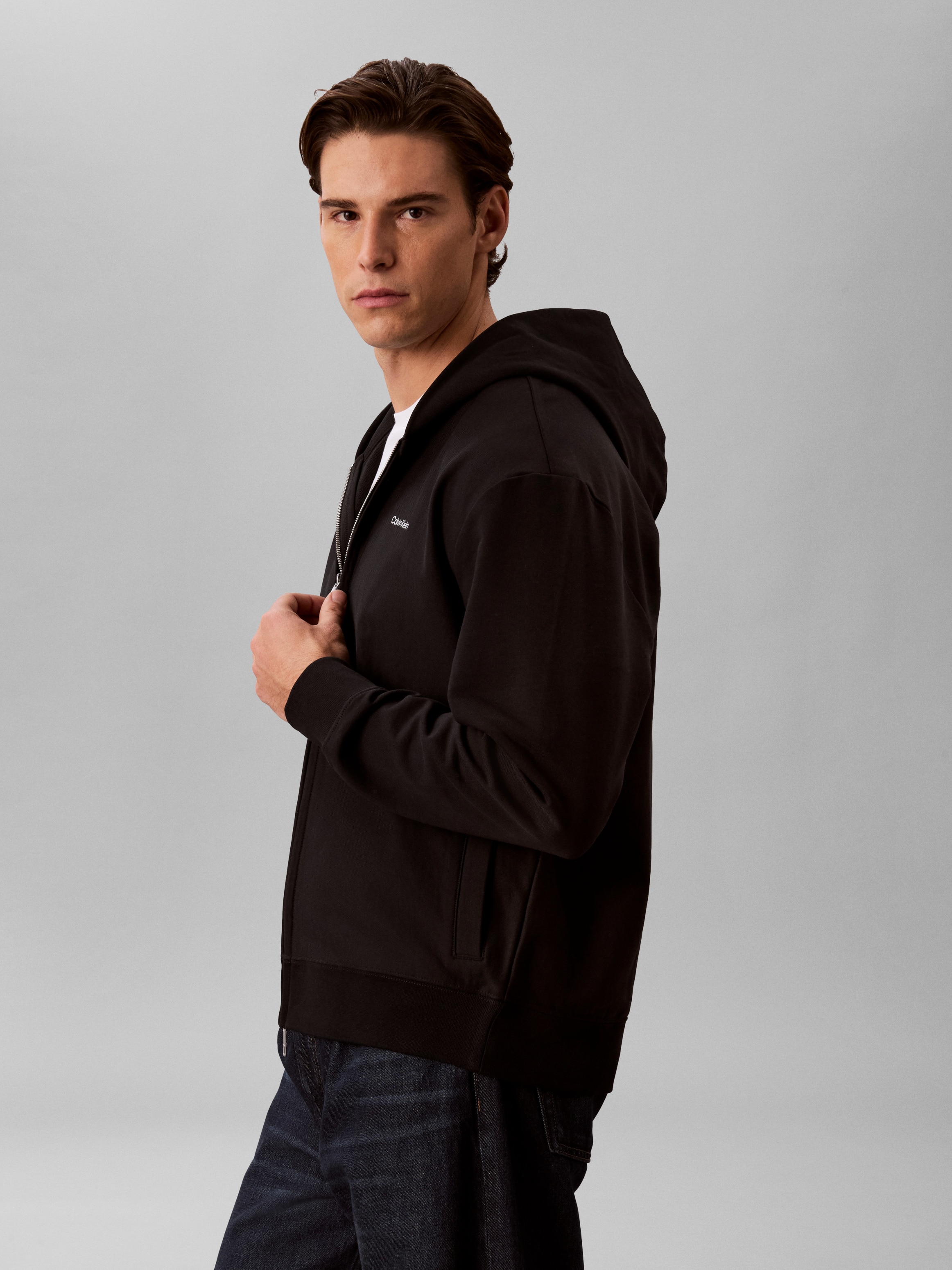Calvin Klein Kapuzensweatjacke Regular Fit, 2-Wege-Zipper
