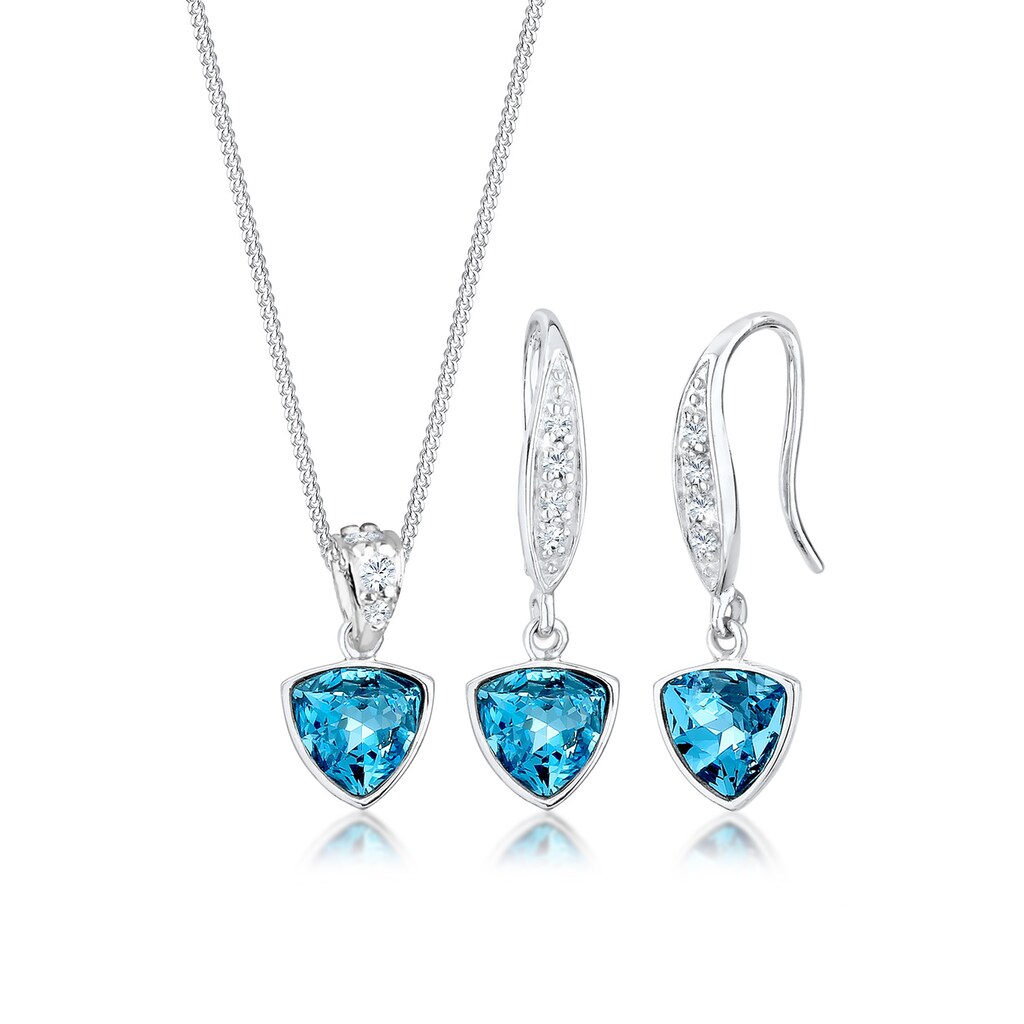 Elli Premium Schmuckset »Geo Aquamarine Kristalle 925 Silber«