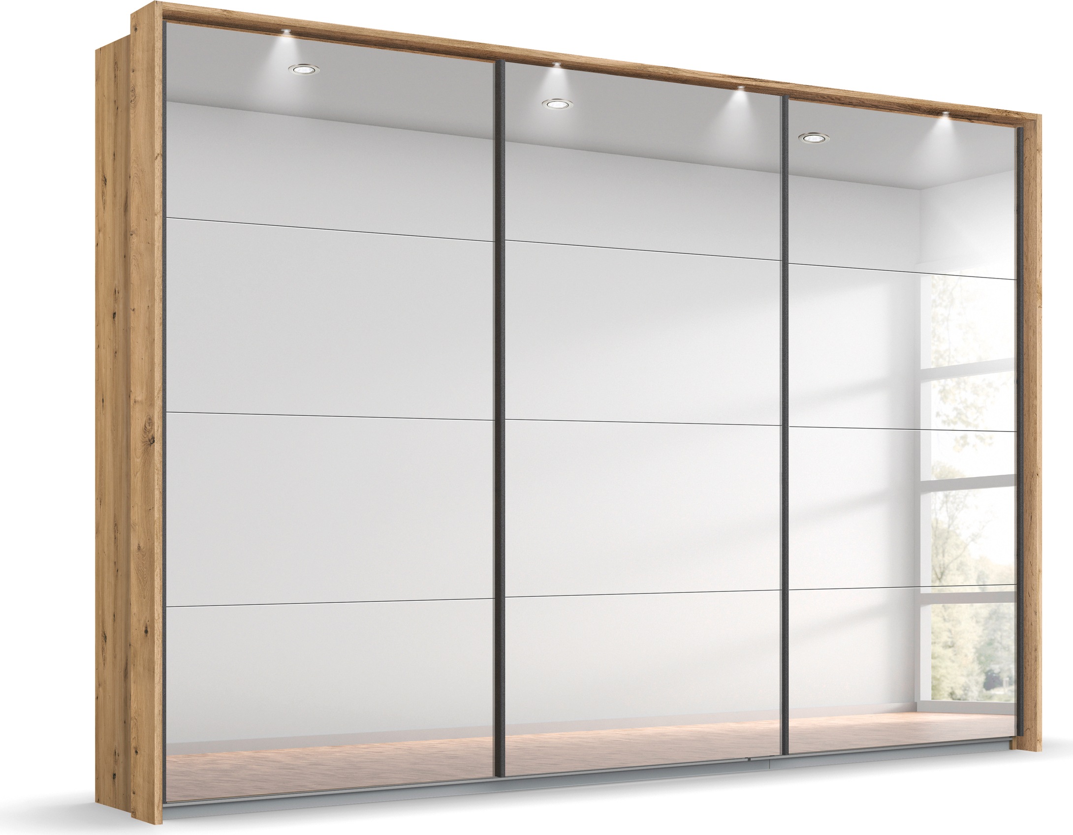 rauch Schwebetürenschrank »Oteli«, mit Spiegelfront und Passepartout optional mit Beleuchtung