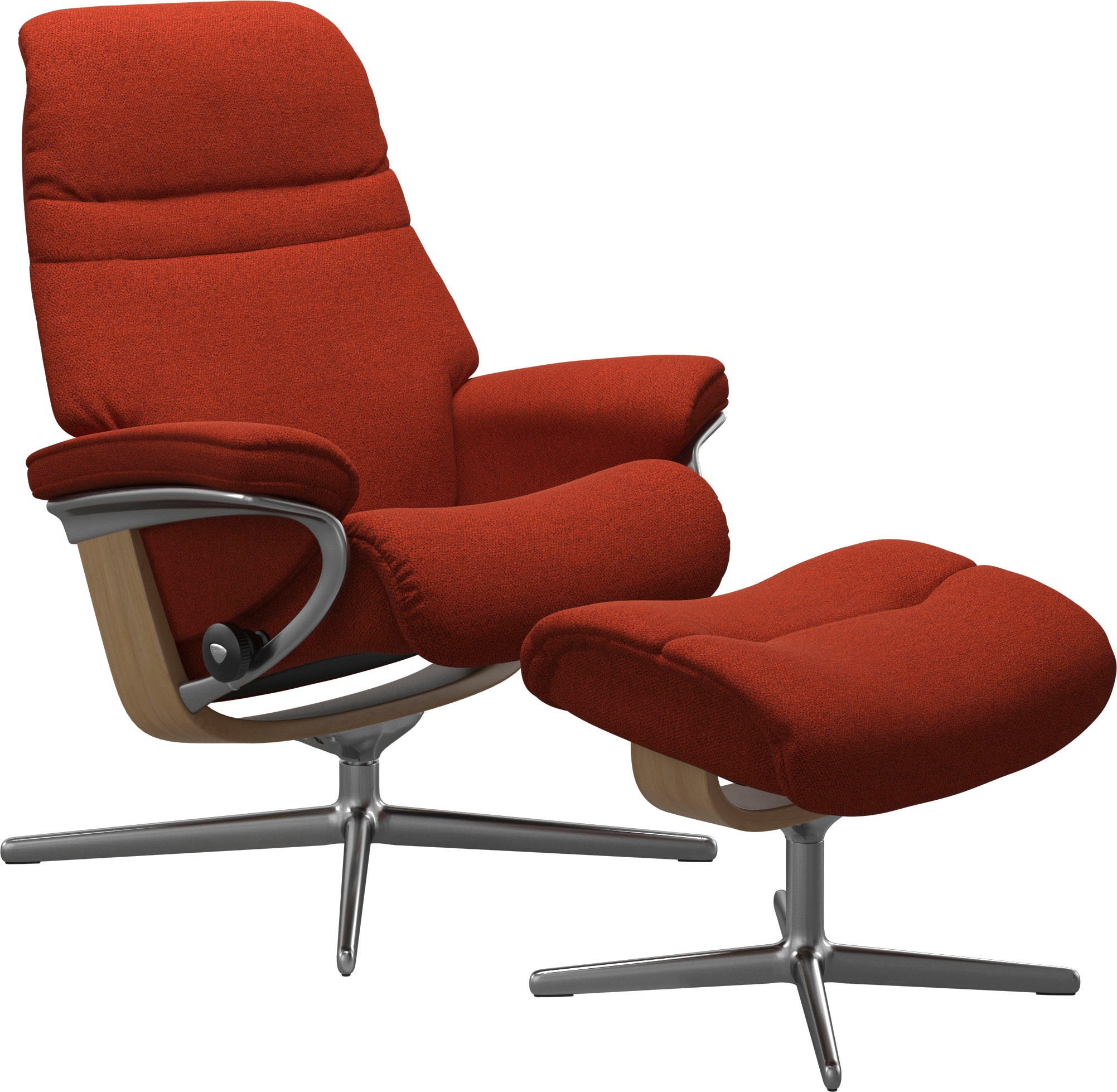 Stressless® Relaxsessel »Sunrise«, (Set, Relaxsessel mit Hocker), mit Hocker, mit Cross Base, Größe S, M & L, Holzakzent Eiche