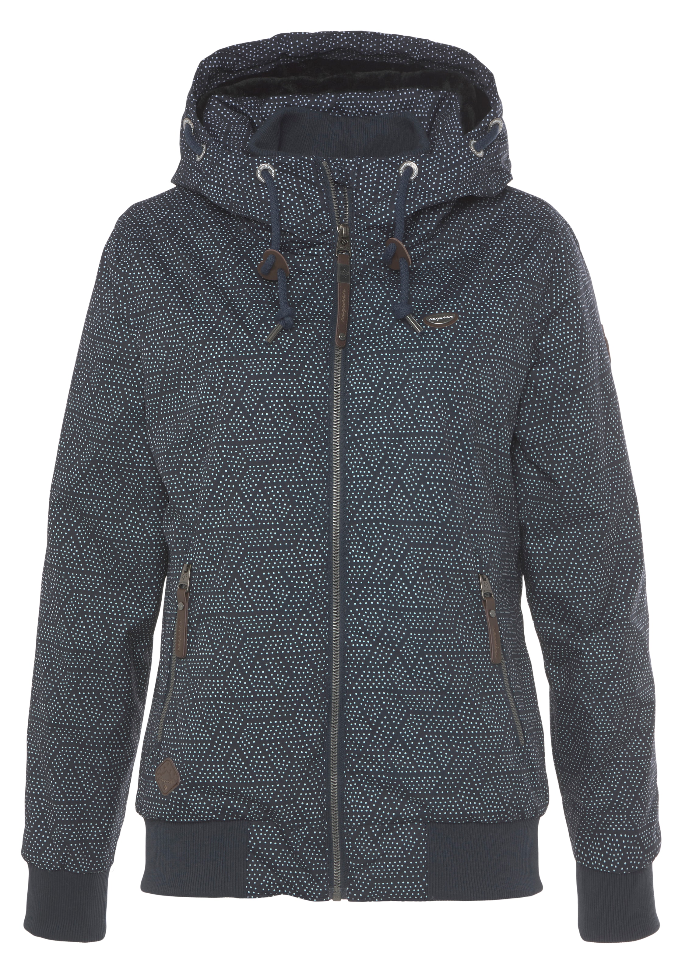 Ragwear Outdoorjacke »NUGETTKA PRINT O«, mit Kapuze, mit Pünktchen Muster