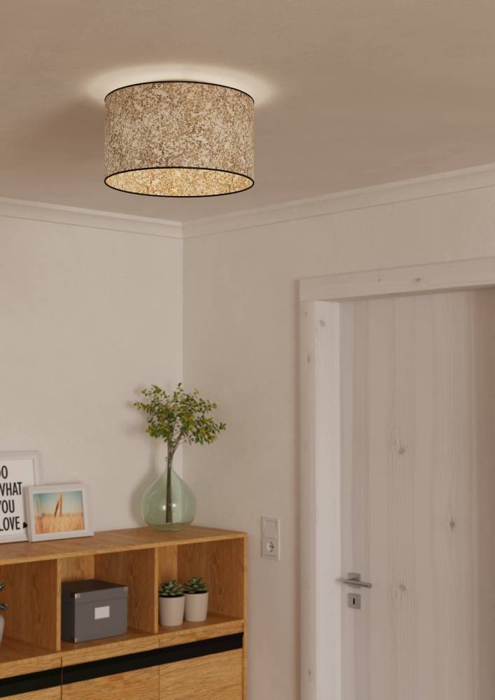EGLO Deckenleuchte »BUTTERBURN«, 1 flammig, Leuchtmittel E27 | ohne Leuchtmittel, Deckenleuchte, Wohnzimmerlampe mit getrockneten Birkenblättern, Ø 38cm