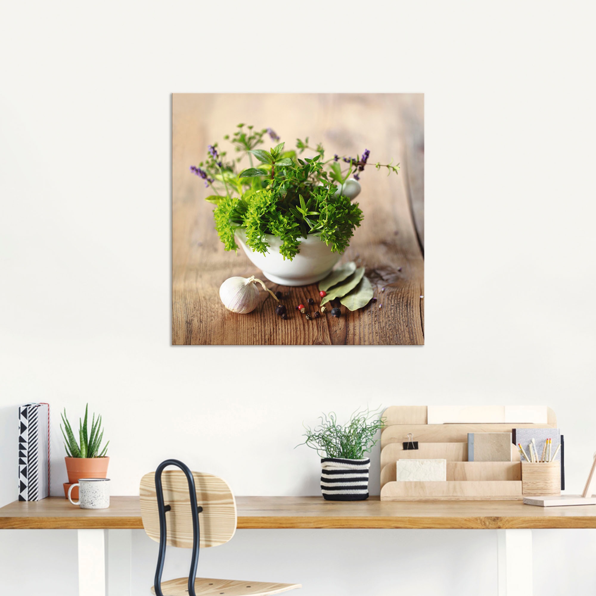 Wandbild ARTLAND "Verschiedene Kräuter - Küche", grün (farbe bild(er): grün), B:40cm H:40cm, Bilder, als Alubild, Leinwandbild, Poster in verschied. Größen 3