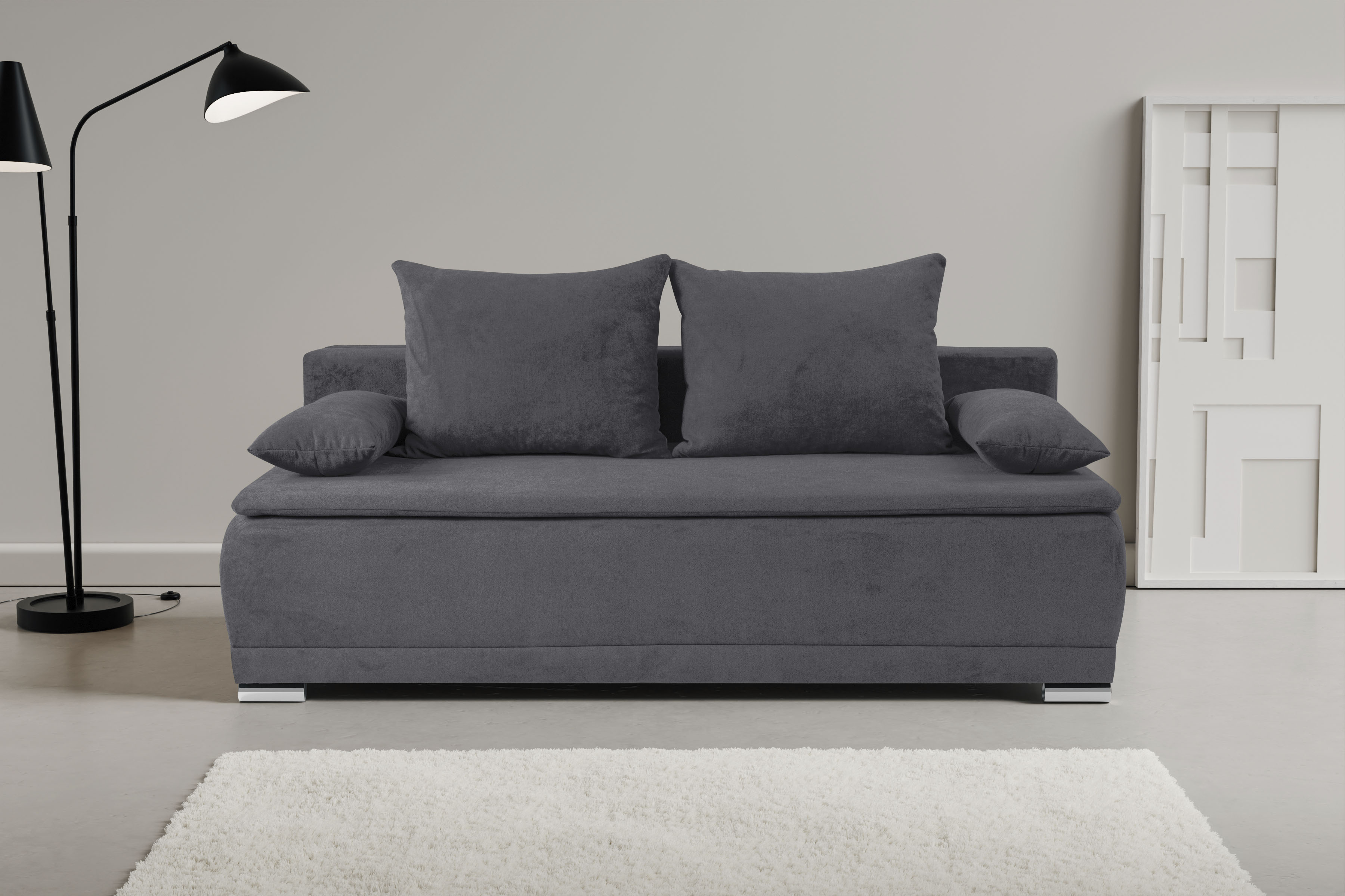 WERK2 Schlafsofa "Biggi 206 cm komfortabel und modern" Struktur weich, Schlaffunktion, Bettkasten