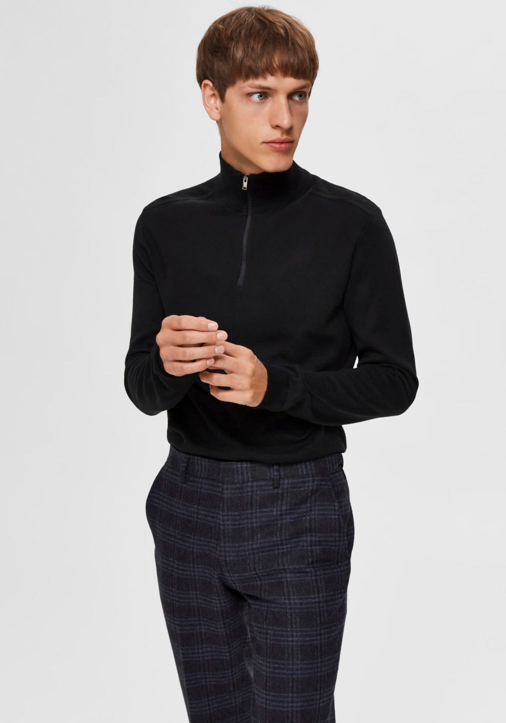 SELECTED "SLHBERG HALF ZIP CARDIGAN NOOS" Baumwolle, regular fit