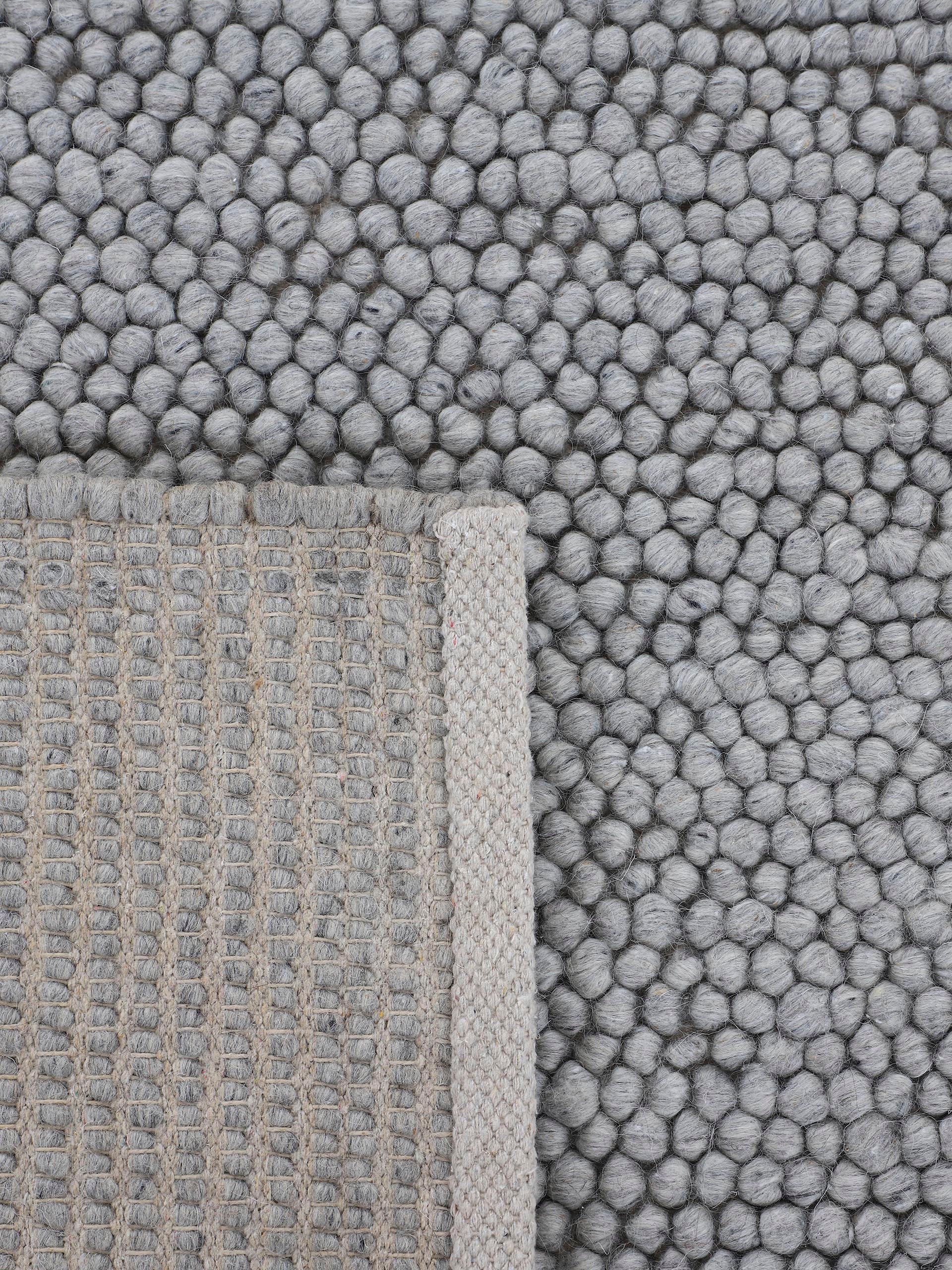 Teppich CARPETFINE "Calo", grau, H:16mm Ø:120cm, Polyester, Wolle, Teppiche, Teppich, Handweb Teppich, Uni-Farben, meliert, handgewebt, 70% Wolle 3