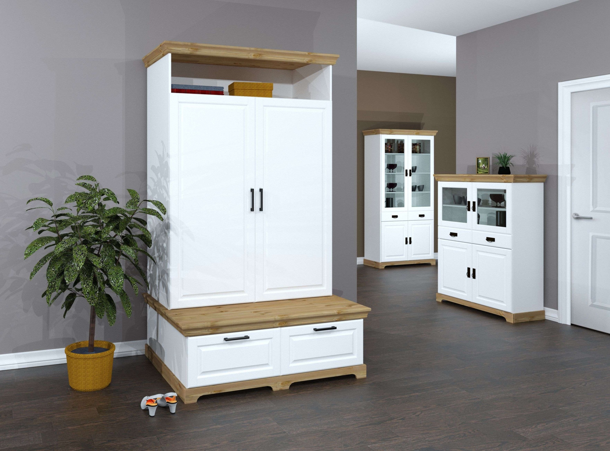 OTTO home Kleiderschrank »Rügen Garderobenschrank, Drehtürenschrank, Schrank«, FSC® zertifizierte massive Kiefer, Breite 127 cm