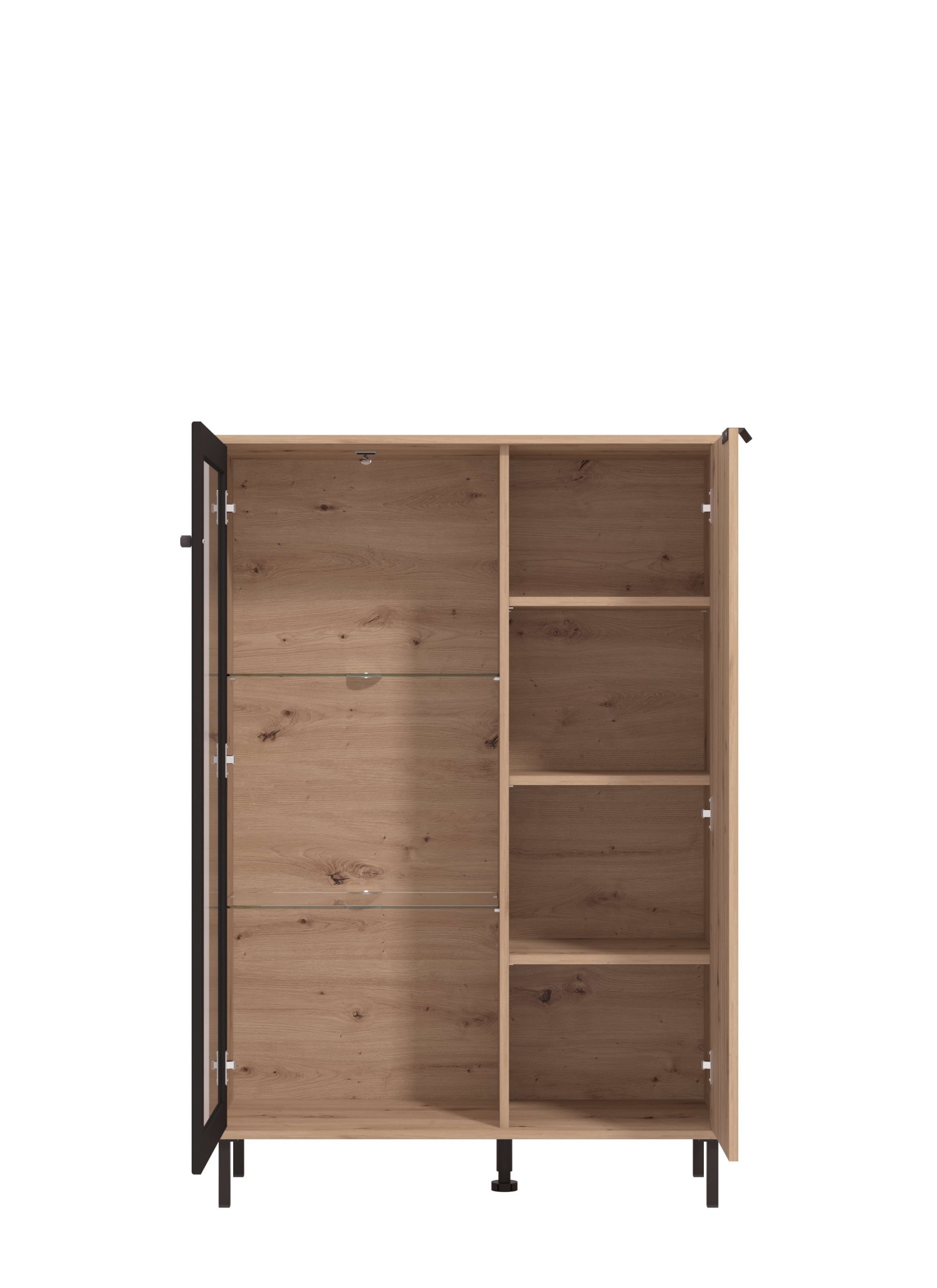 Home affaire Highboard »Mayenne Sideboard, Stauraumschrank, Anrichte, Hochschrank, Breite 93cm«, Holztür mit Rillen-Optik, Glastür, Modernes Design