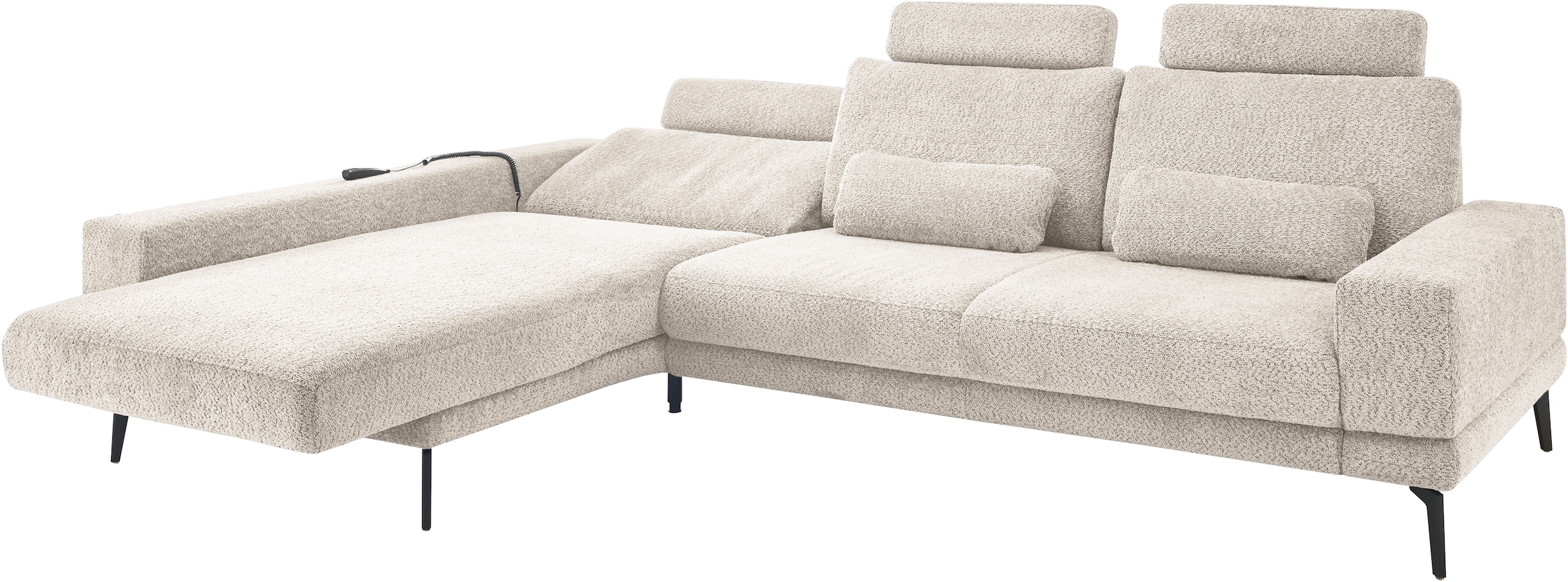 set one by Musterring Ecksofa »SO 3600, inkl motor. Sitztiefenverstellung, Kopfstützen, Nierenkissen«, Sitzhöhe 44 cm, Kaltschaum, Breite 293 x Tiefe 180 cm, Kama sand