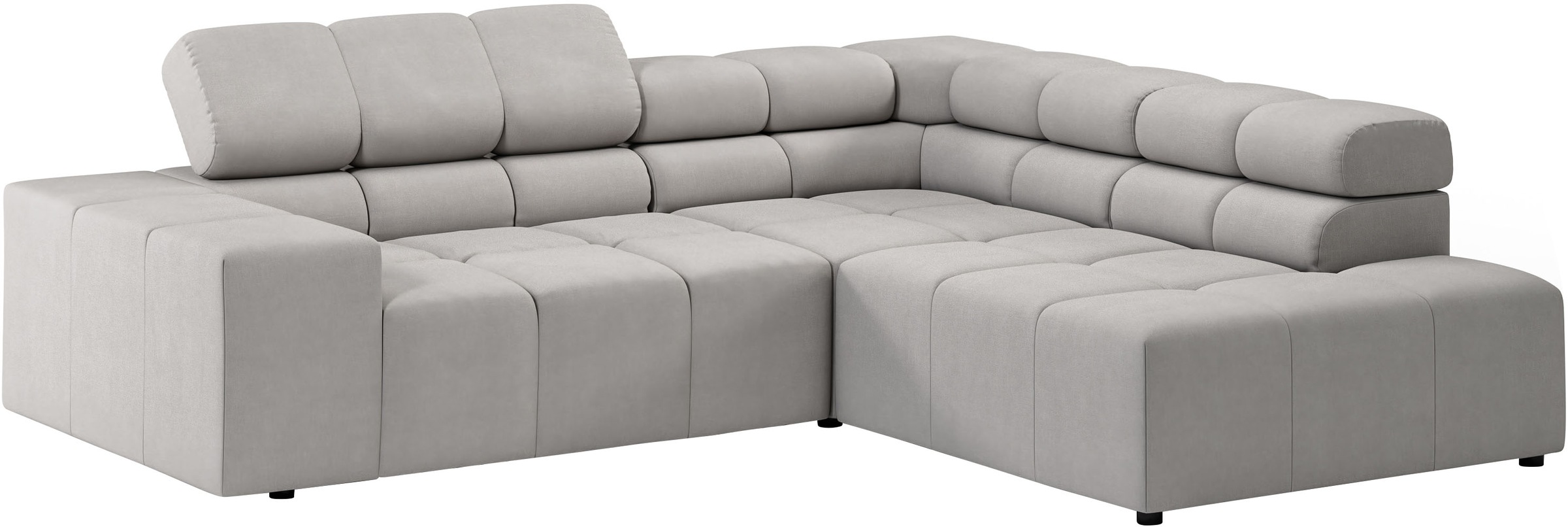 INOSIGN Ecksofa »Ancona, incl. Kopfteilverstellung + 3 Zierkissen, L-Form, bequem«, wahlweise motorische Sitztiefenverstellung, B/T(H: 249/215/70 cm