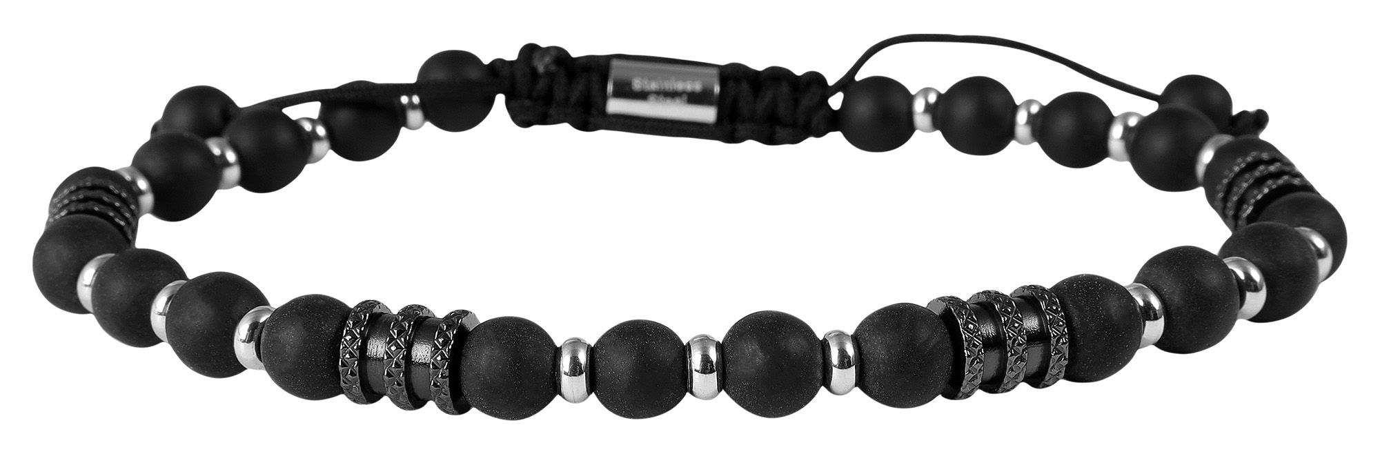 Adelia´s Gliederarmband »Unisex Armband – Kugelarmband aus Edelstahl mit Onyx 19 cm« Eine schöne Geschenkidee für jeden Anlass