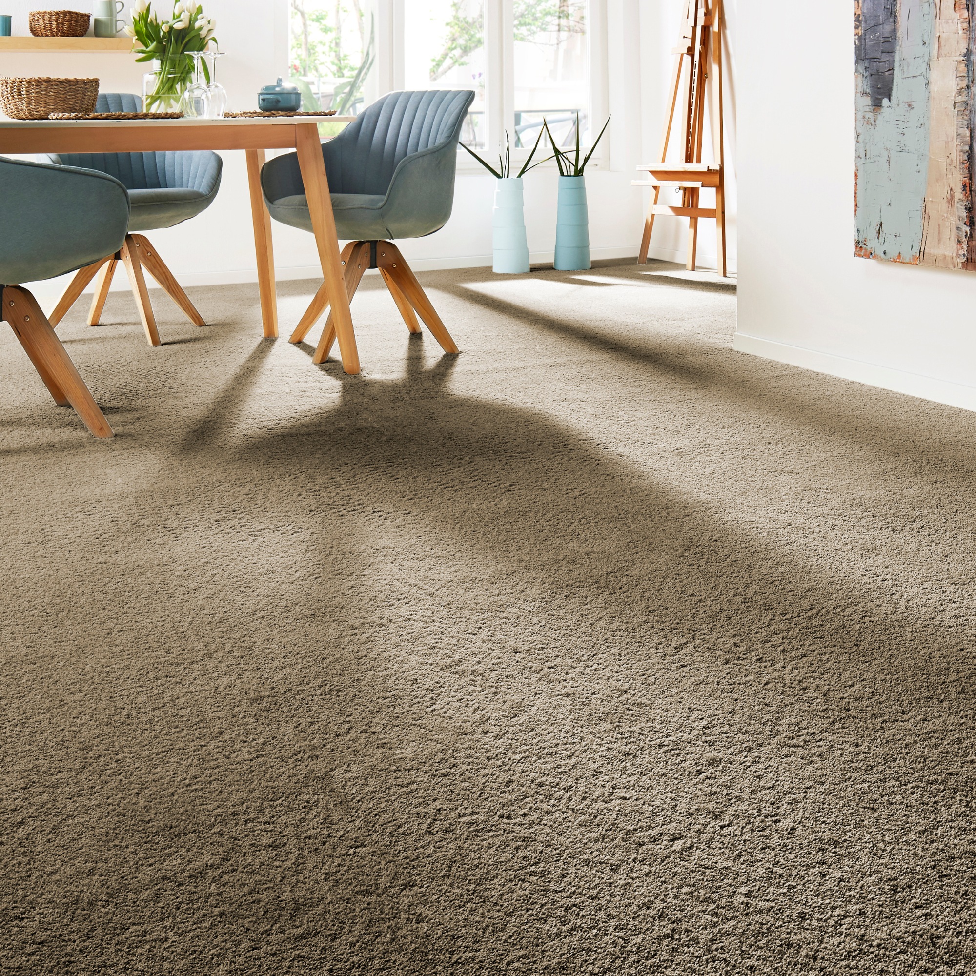 Teppichboden ANDIAMO "Verona, Velours, Gesamthöhe 6 mm, Made in Belgium", braun, B:400cm L:600cm, Kunstfaser, Teppiche, Uni Farben, Breite 400 cm oder 500 cm, strapazierfähig, pflegeleicht