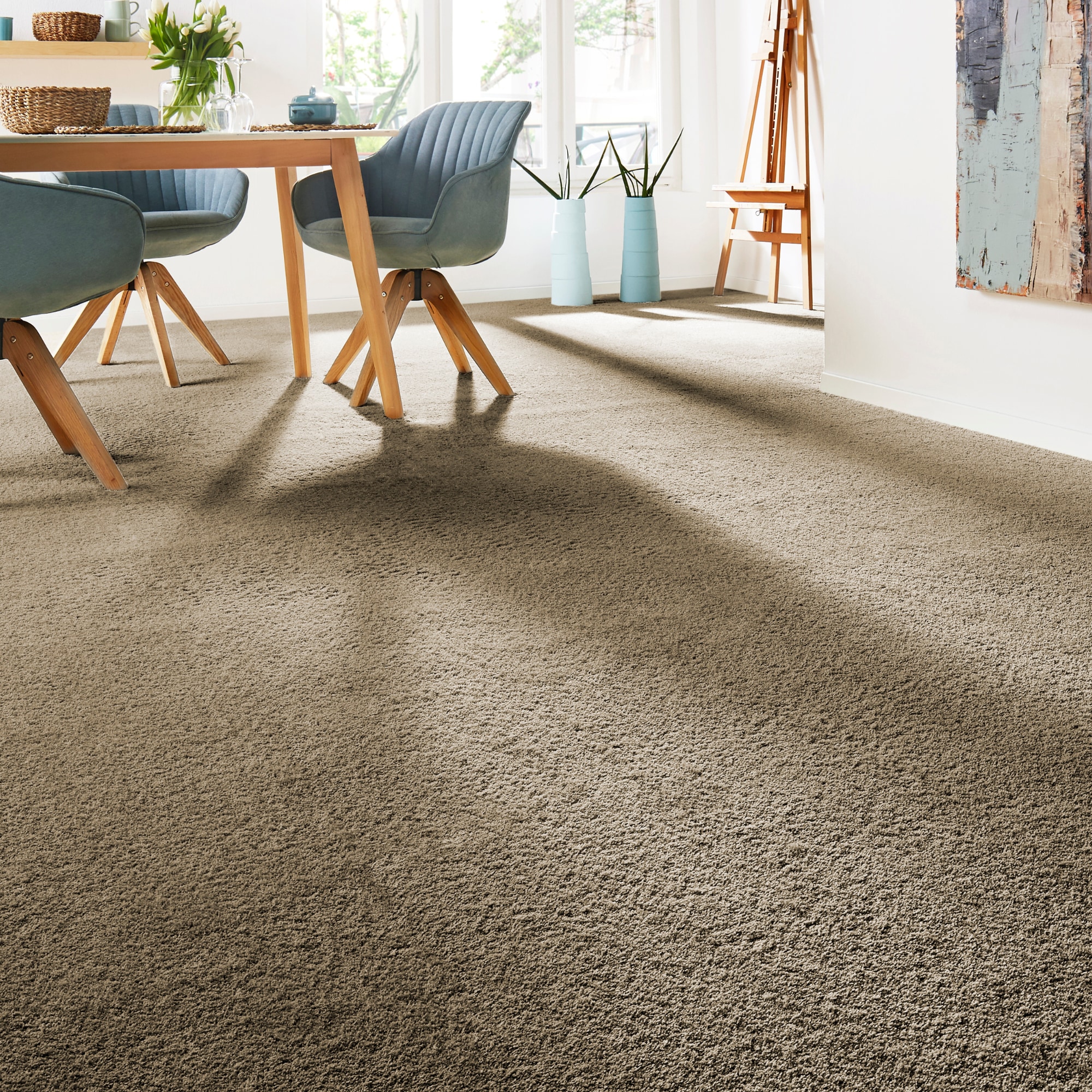 ANDIAMO Teppichboden "Verona, Velours, Made in Belgium", B : 500cm 1 Stk., 6mm, L: 500cm, braun, Schlafzimmer, Teppiche, Uni Farben, Breite 400 cm