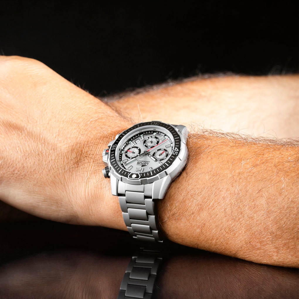 Lotus Chronograph, Quarzuhr, Armbanduhr, Herrenuhr, Edelstahlarmband, Stoppfunktion, Tag
