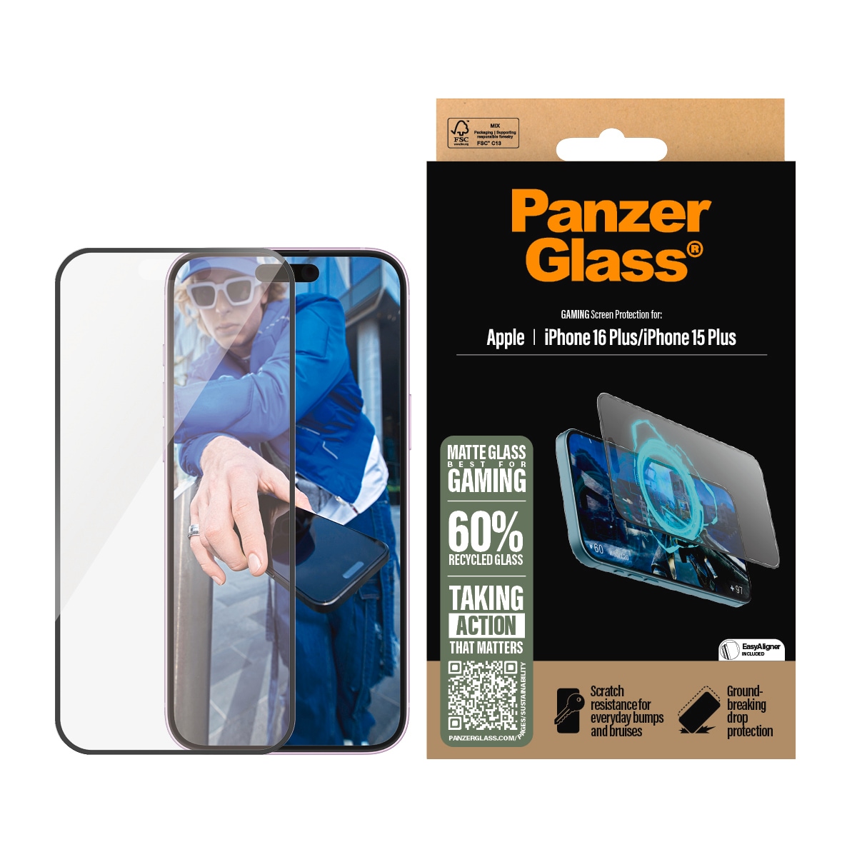 "PANZERGLASS Displayschutzglas ""Gaming Screen Protection"", transparent, B:11cm H:1,1cm T:19,5mm, Displayfolien, Displayschutzfolie, Schutzfolie