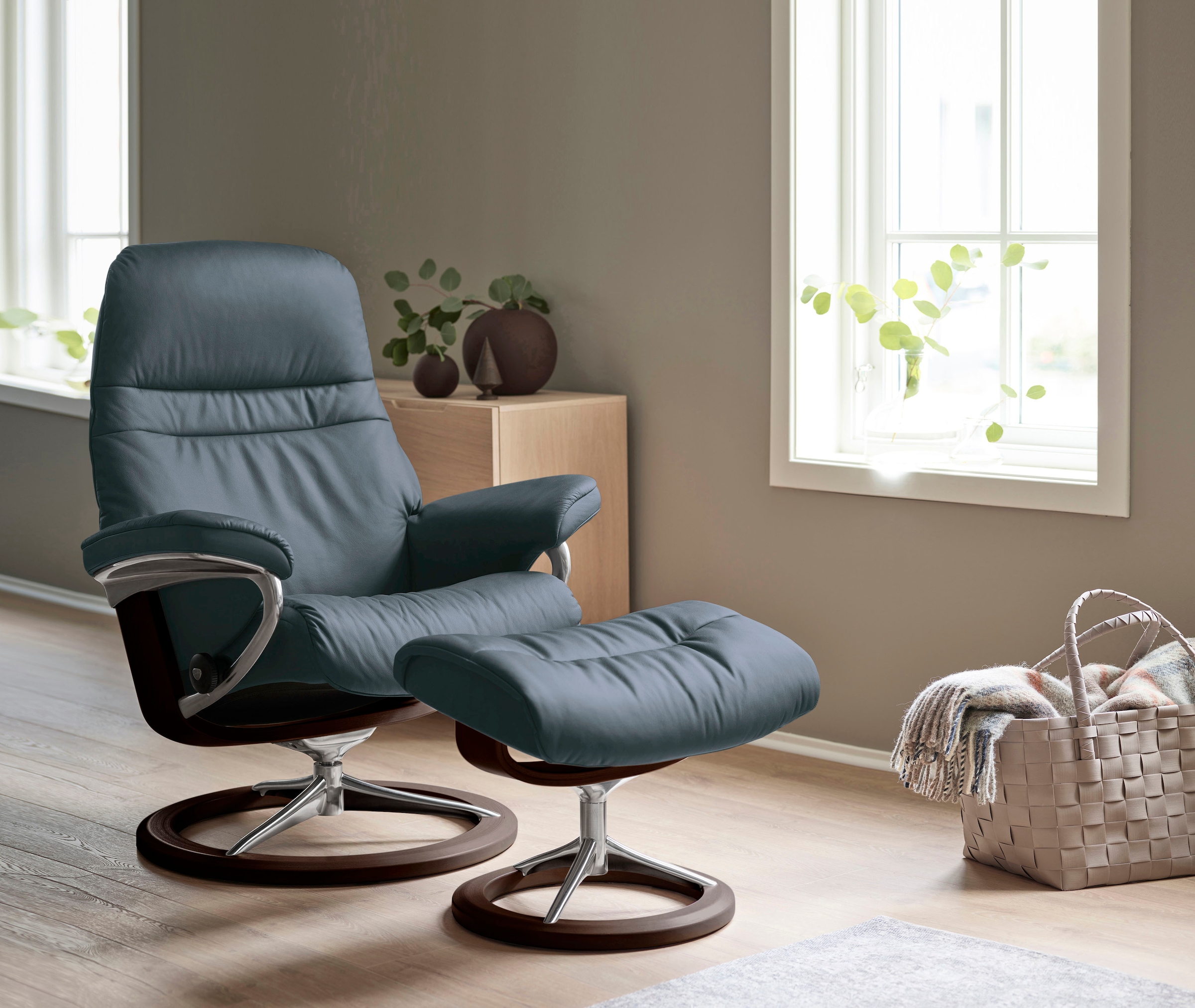 Stressless® Base, »Sunrise«, Signature bestellen Gestell mit Braun Fußhocker | BAUR