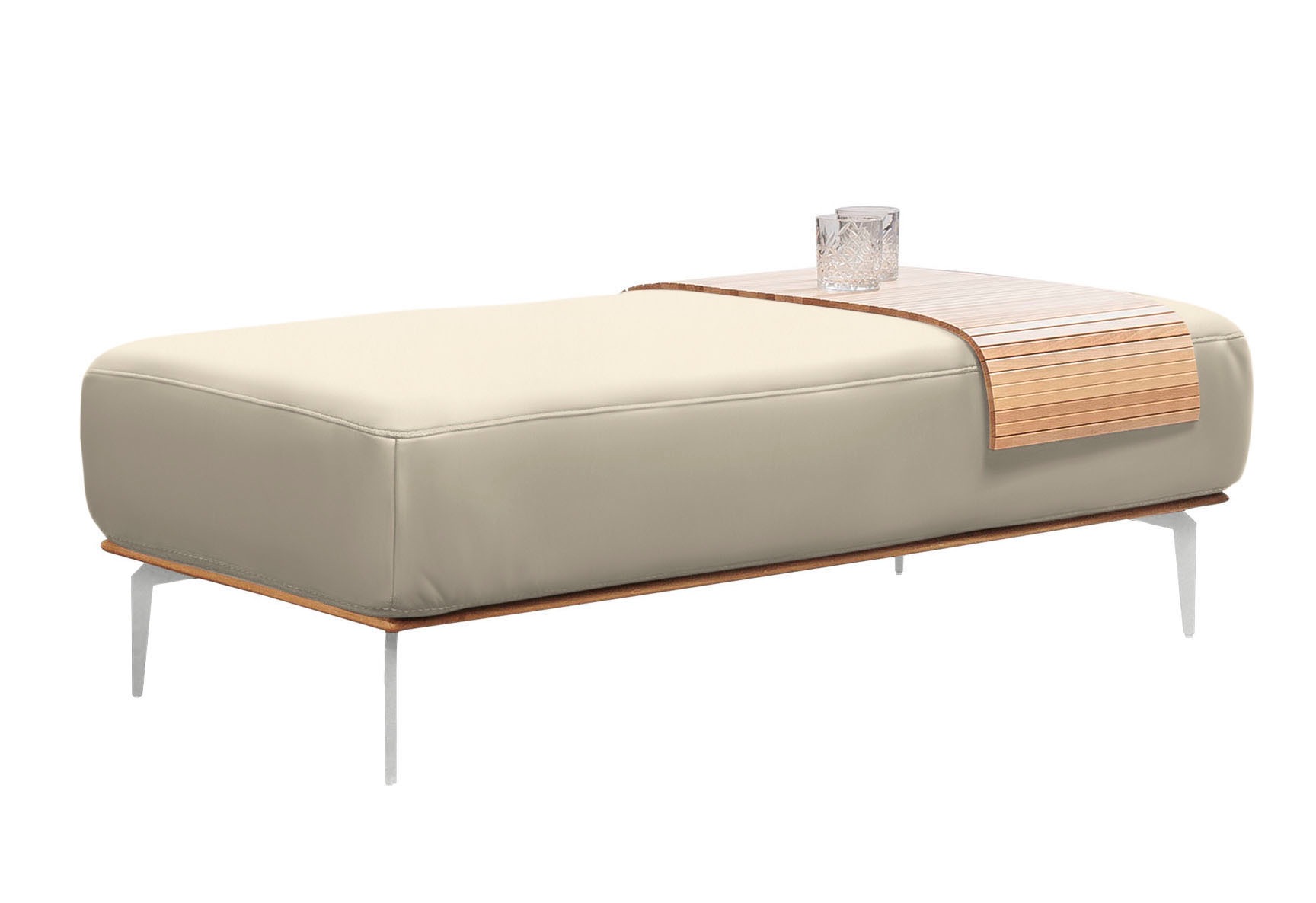 W.SCHILLIG Polsterhocker mit elegantem Holzsockel, Füße in Chrom glänzend, günstig online kaufen