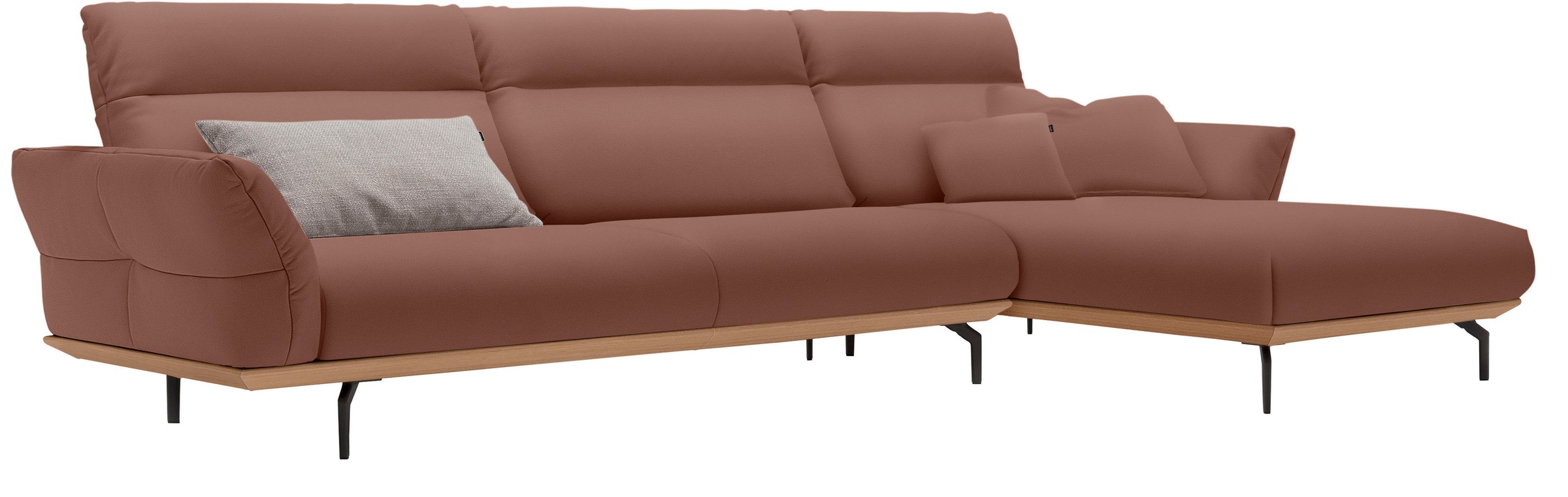 Creation BY ROLF BENZ Ecksofa "CR.460", Sockel in Eiche, Winkelfüße in Umbr günstig online kaufen