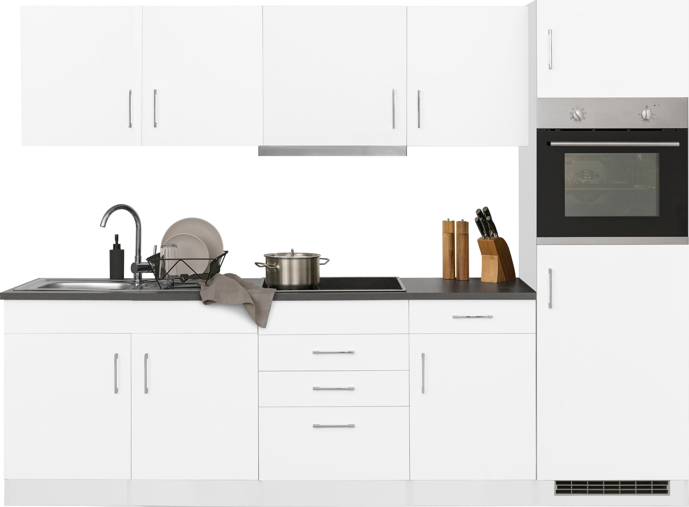 HELD MÖBEL Küchenzeile »Paris«, mit E-Geräten, Breite 270 cm, wahlweise mit Induktionskochfeld