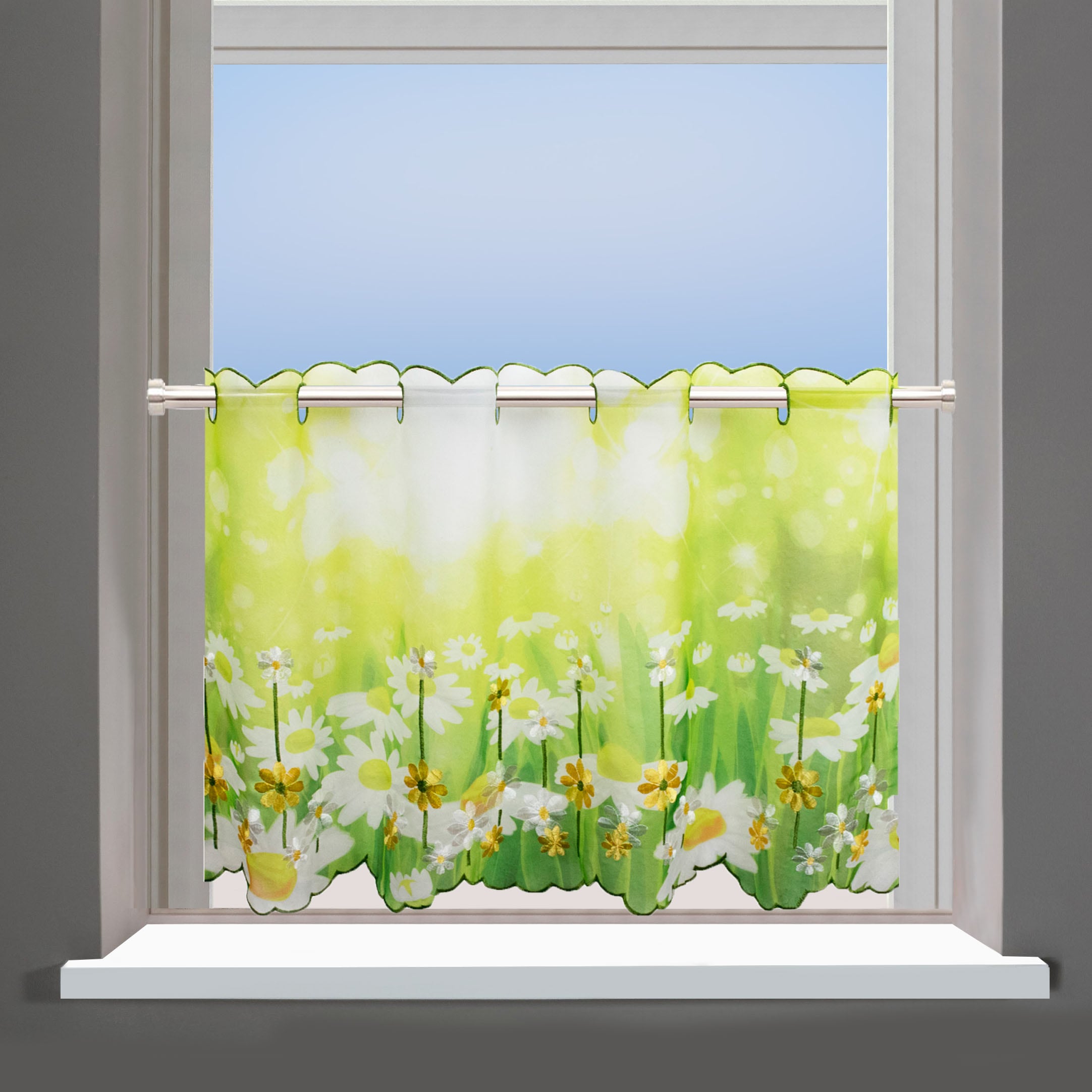 Delindo Lifestyle Scheibengardine "Margeriten" Stangendurchzug 1 Stk. tlg. günstig online kaufen