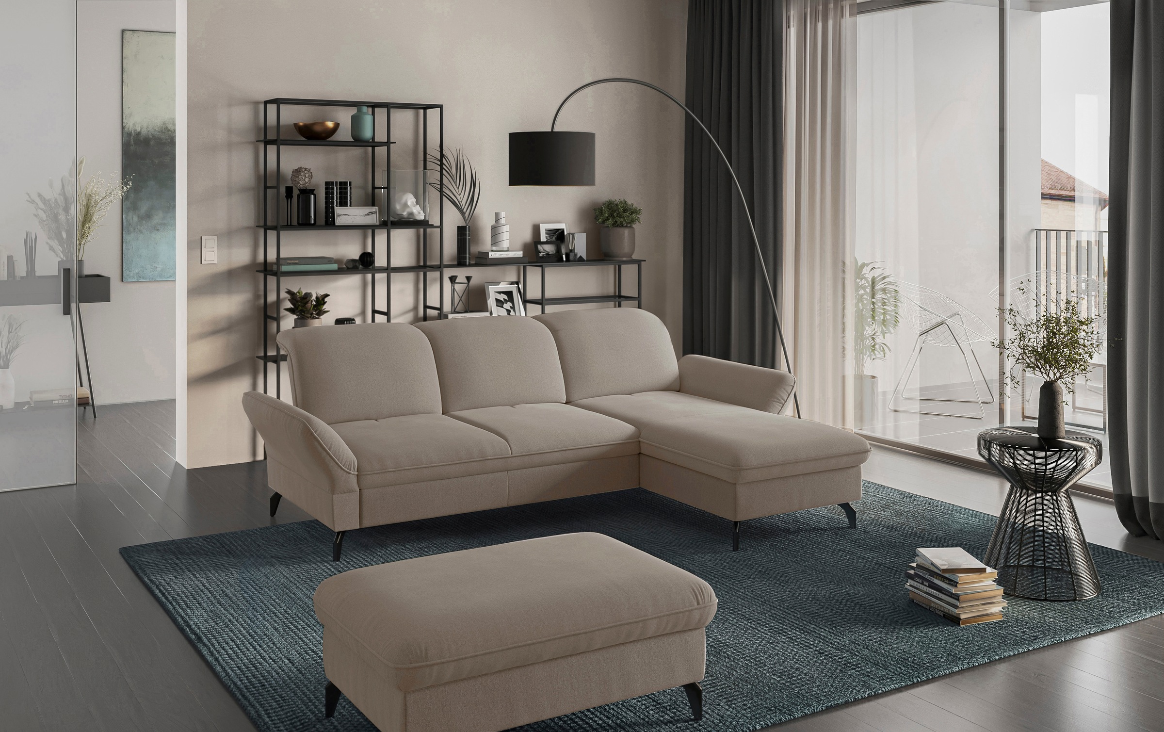 sit&more Ecksofa »Leandro L-Form«, Wahlweise mit Bett-, Kopfteil - und Armlehnfunktion, sowie Bettkasten
