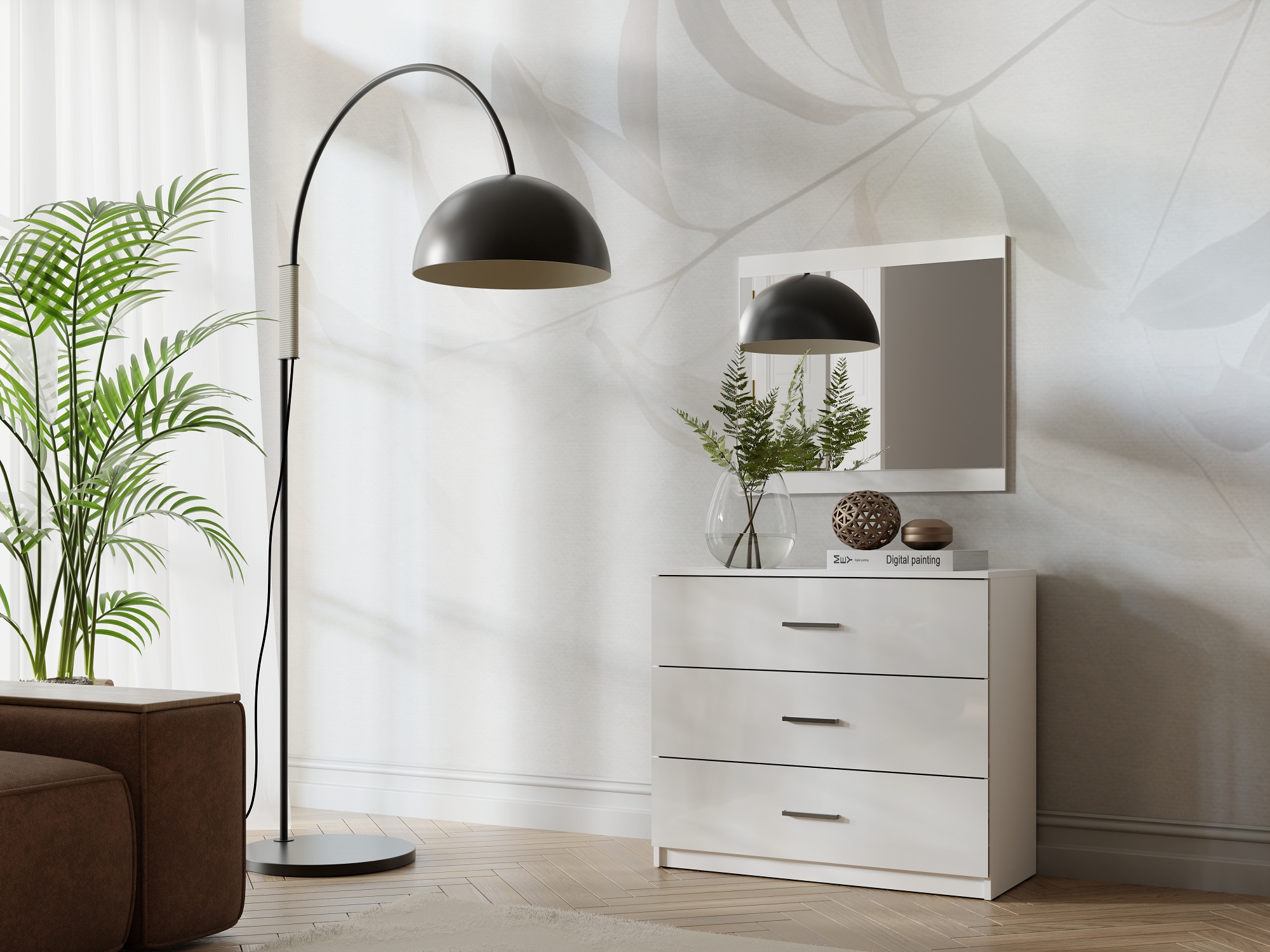 Home affaire Kommode "LANDERY Sideboard mit 3 Schubladen, weiß hochglänzend günstig online kaufen