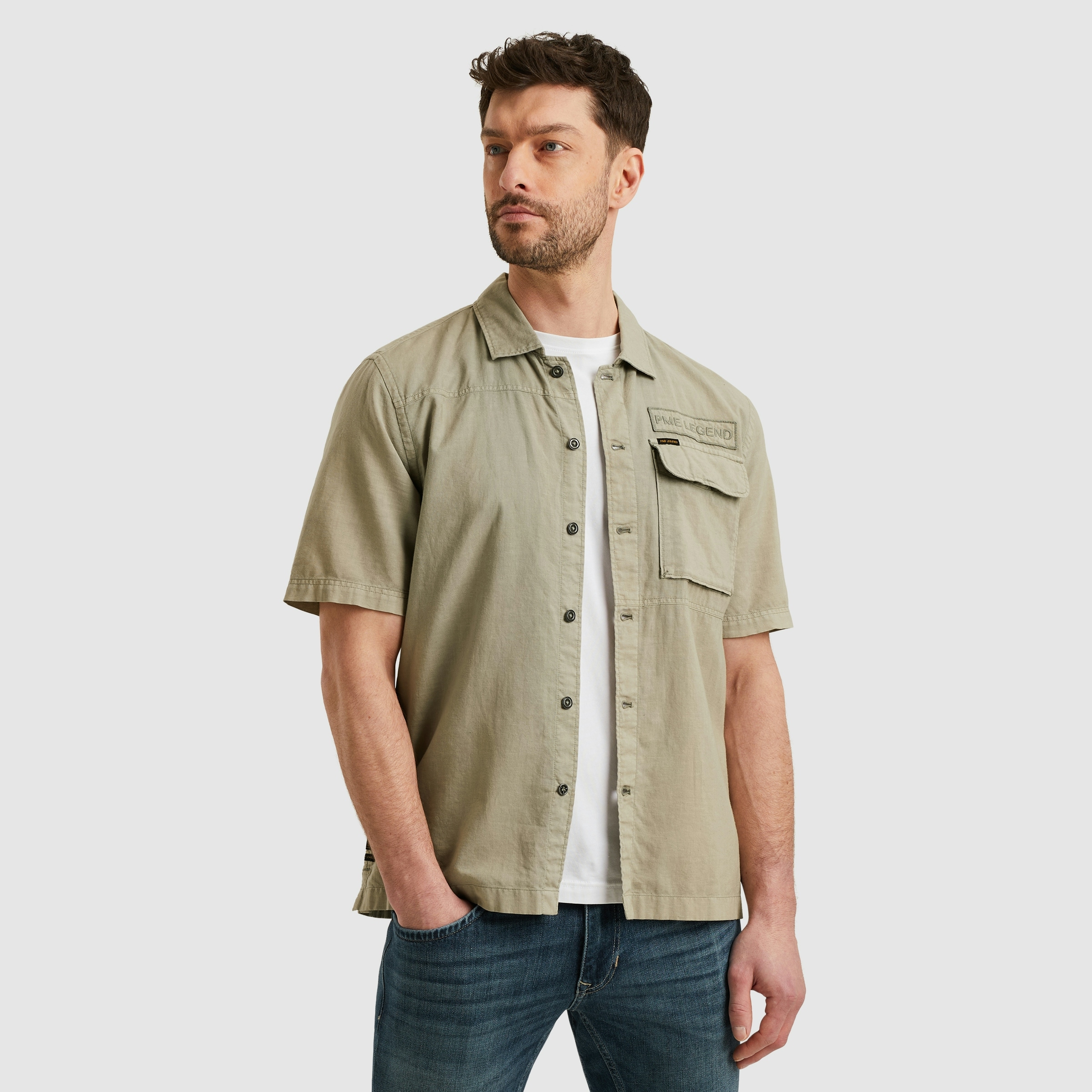 PME LEGEND Kurzarmhemd »Short Sleeve Shirt Ctn linen«, mit Leinenstruktur
