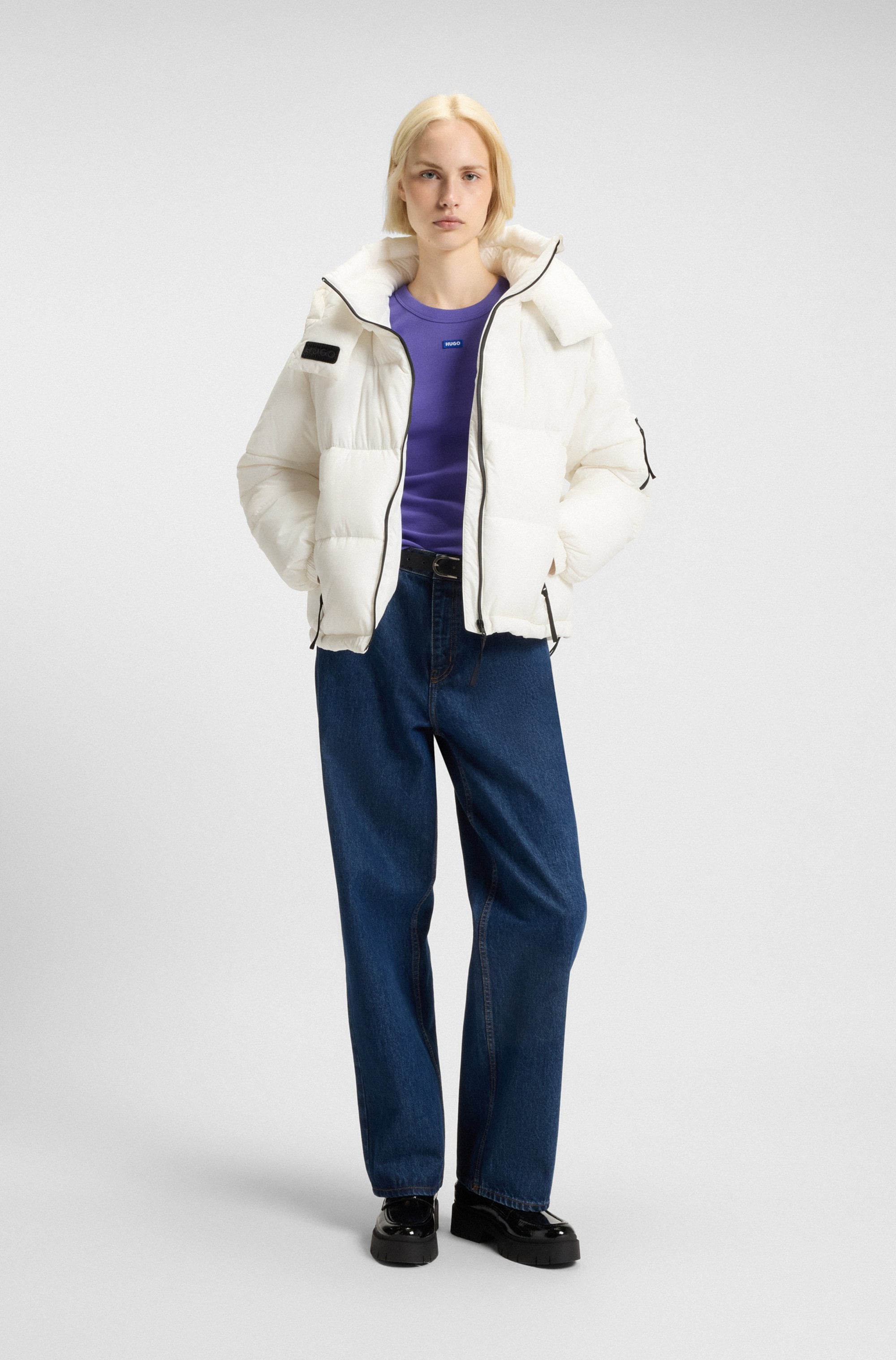 HUGO Blue Steppjacke »Farida«, mit Kapuze, im Relaxed Fit mit verkürzter Länge