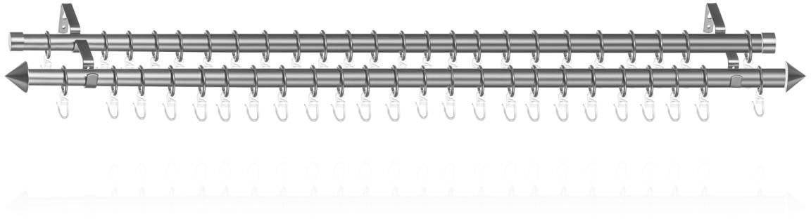 LICHTBLICK ORIGINAL Gardinenstange »Gardinenstange Kegel, 20 mm,  ausziehbar, 2 läufig 130 - 240 cm Chrom«, 2 läufig-läufig, ausziehbar,  Zweiläufige Vorhangstange mit Ringen für Gardinen und Stores. | BAUR