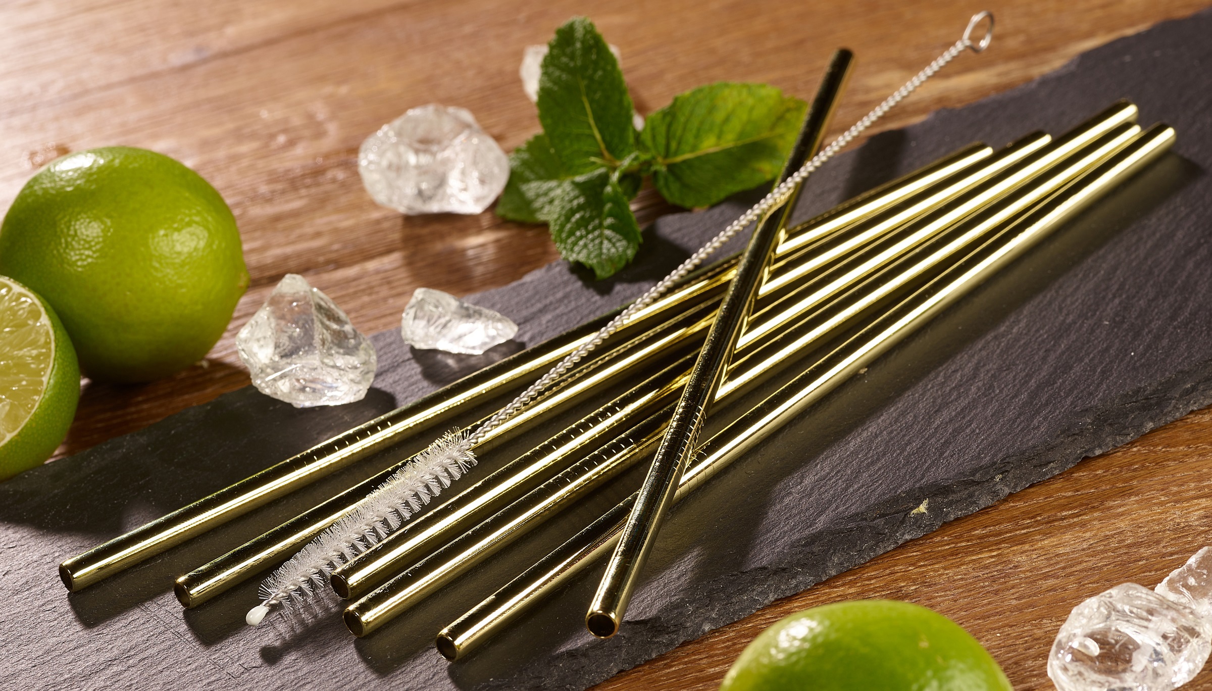 ECHTWERK Trinkhalme, (Set, 6 tlg.), Strohhalm-Set, Cocktail Zubehör, Edelstahl, inkl. Reinigungsbürste