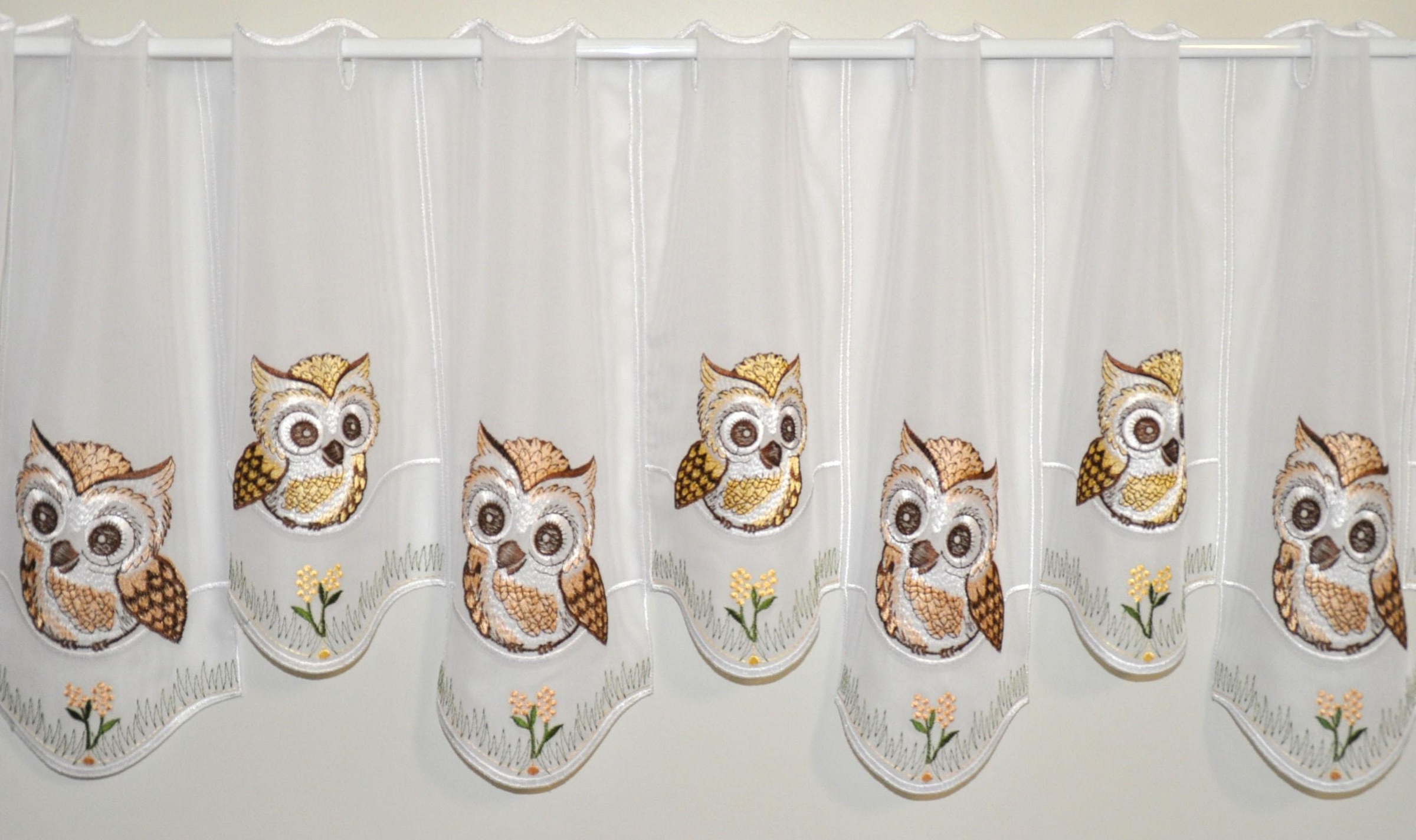 Stickereien Plauen Scheibengardine "Eulen" Stangendurchzug 1 Stk. tlg. günstig online kaufen