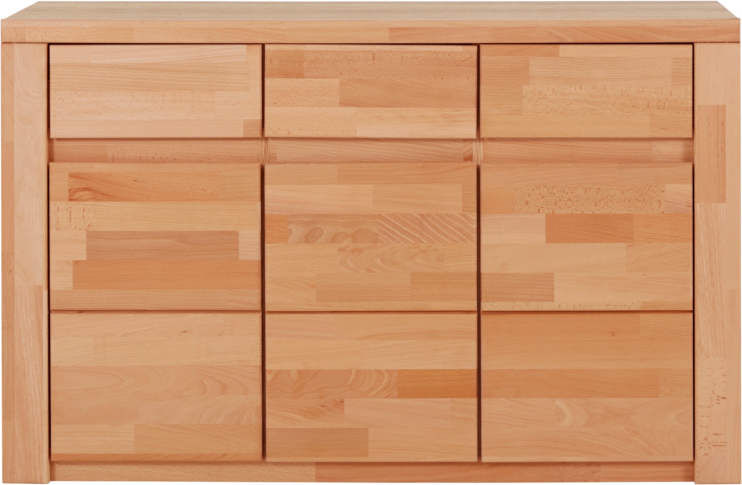 Home affaire Sideboard "Burano,127cm breit, Fronten Massivholz,3 Türen,3 Sc günstig online kaufen