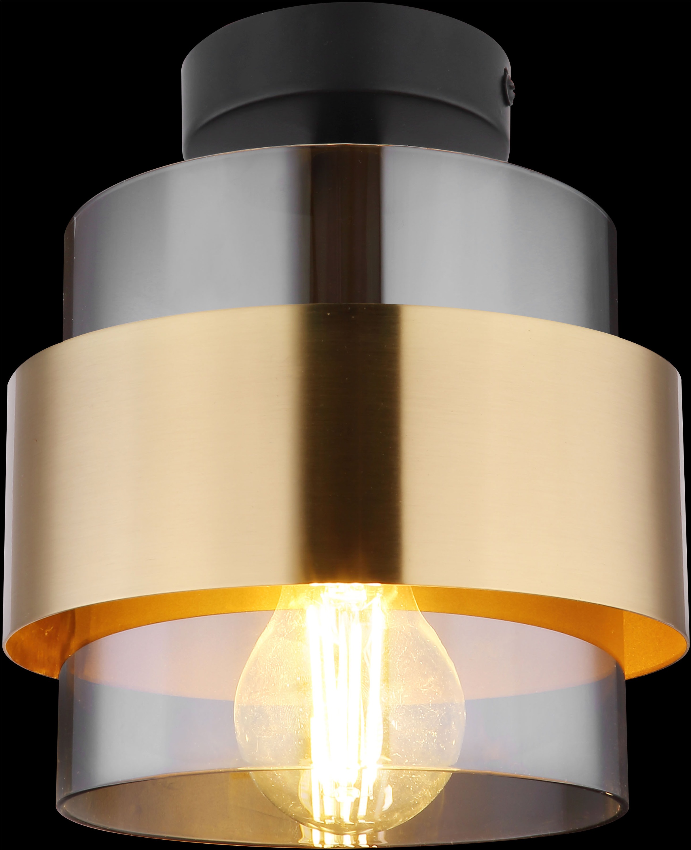 GLOBO LIGHTING Deckenleuchte »MILLEY«, Leuchtmittel E27 | ohne Leuchtmittel, Deckenlampe/Metall/Glas/Messingring/Wohnzimmer/Flur
