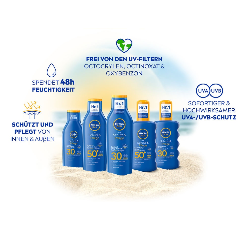 Nivea Sun Sonnenschutzspray »Babies & Kids Sensitiv Schutz+Gratisgröße Lotion to go«, (Set)