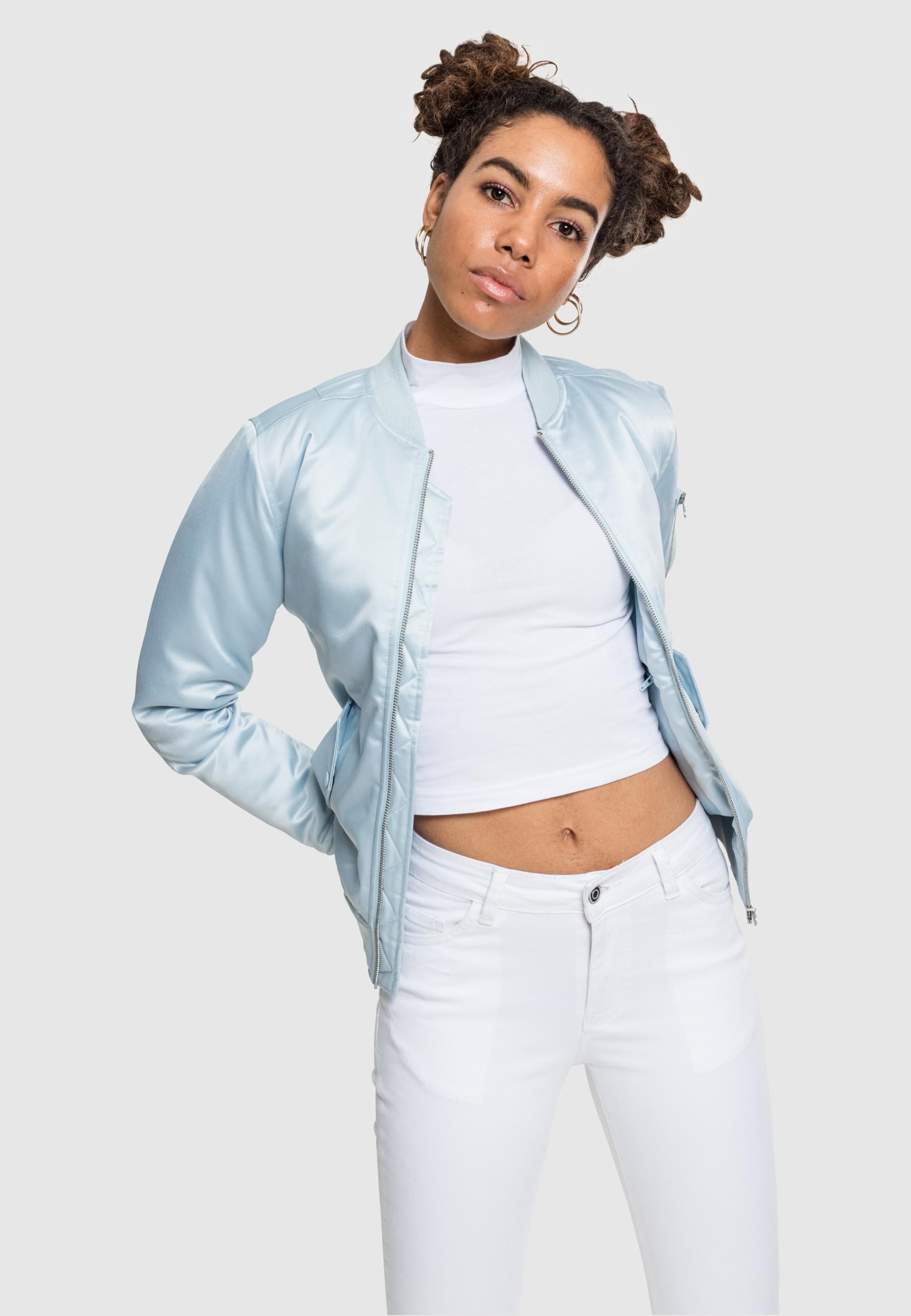 URBAN CLASSICS Allwetterjacke »Urban Classics Damen Ladies Satin Bomber Jacket«, (1 St.), ohne Kapuze