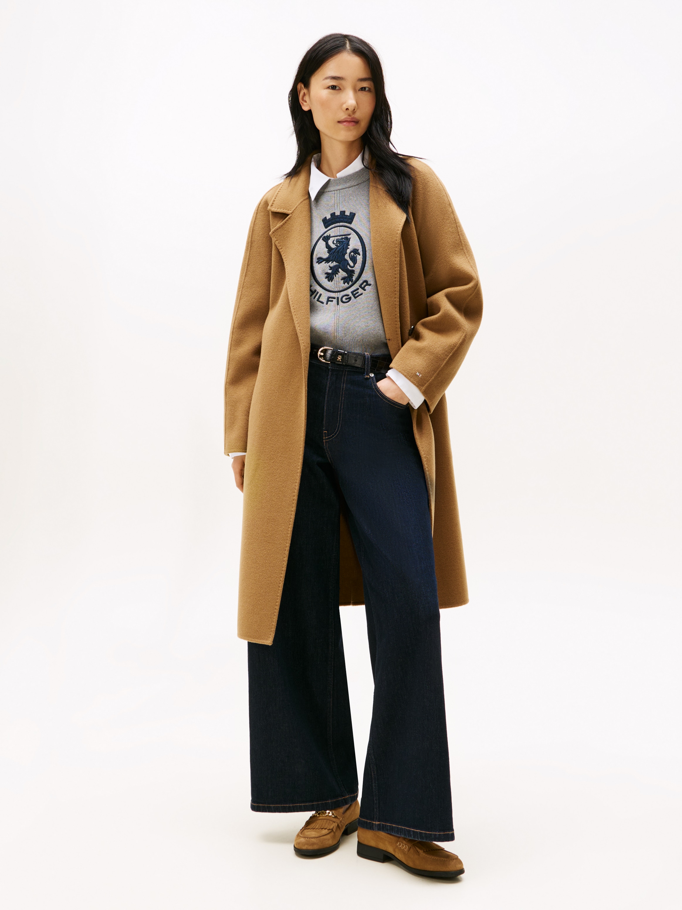 Tommy Hilfiger Loafer »TH CHAIN FRINGE SUEDE LOAFER«, Blockabsatz, Slipper, Businessschuh mit goldfarbener Logo-Zierkette