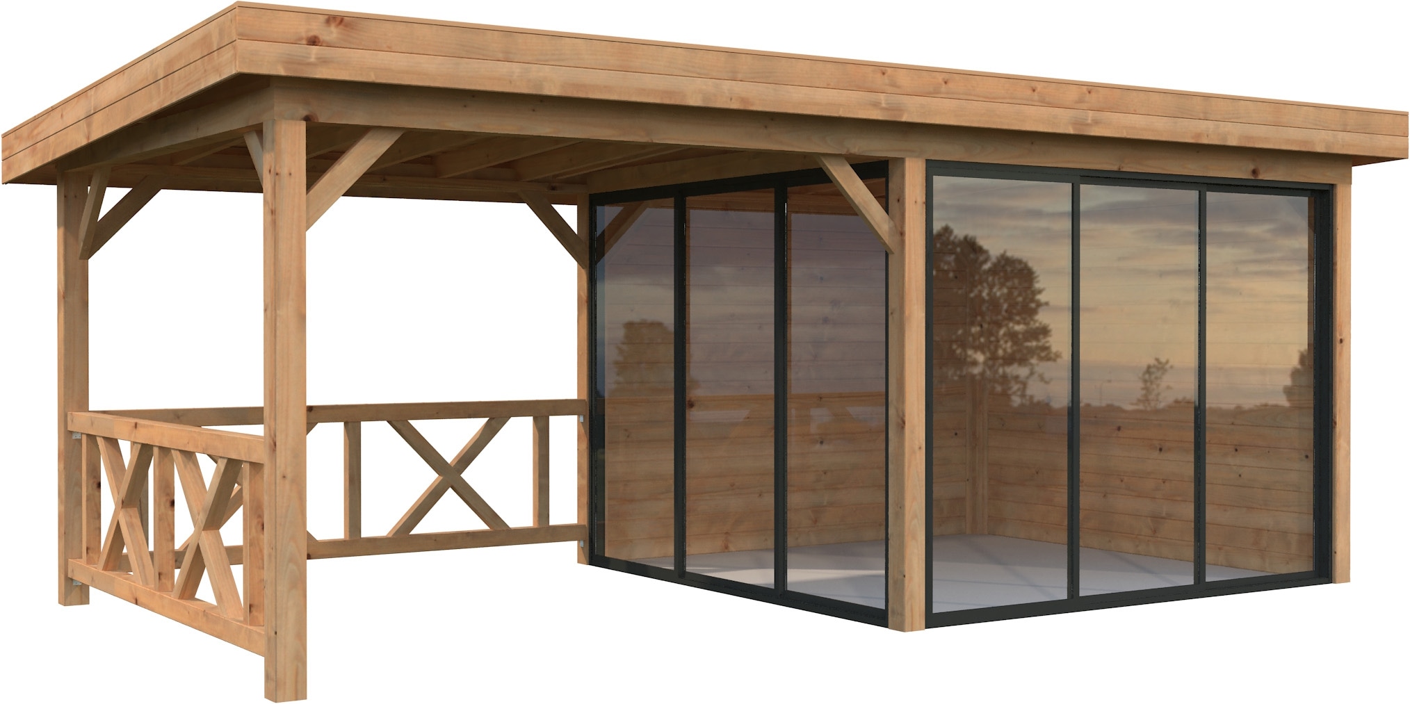 Palmako Gartenhaus "Lenna 16,6 m², Set 403 Slide"