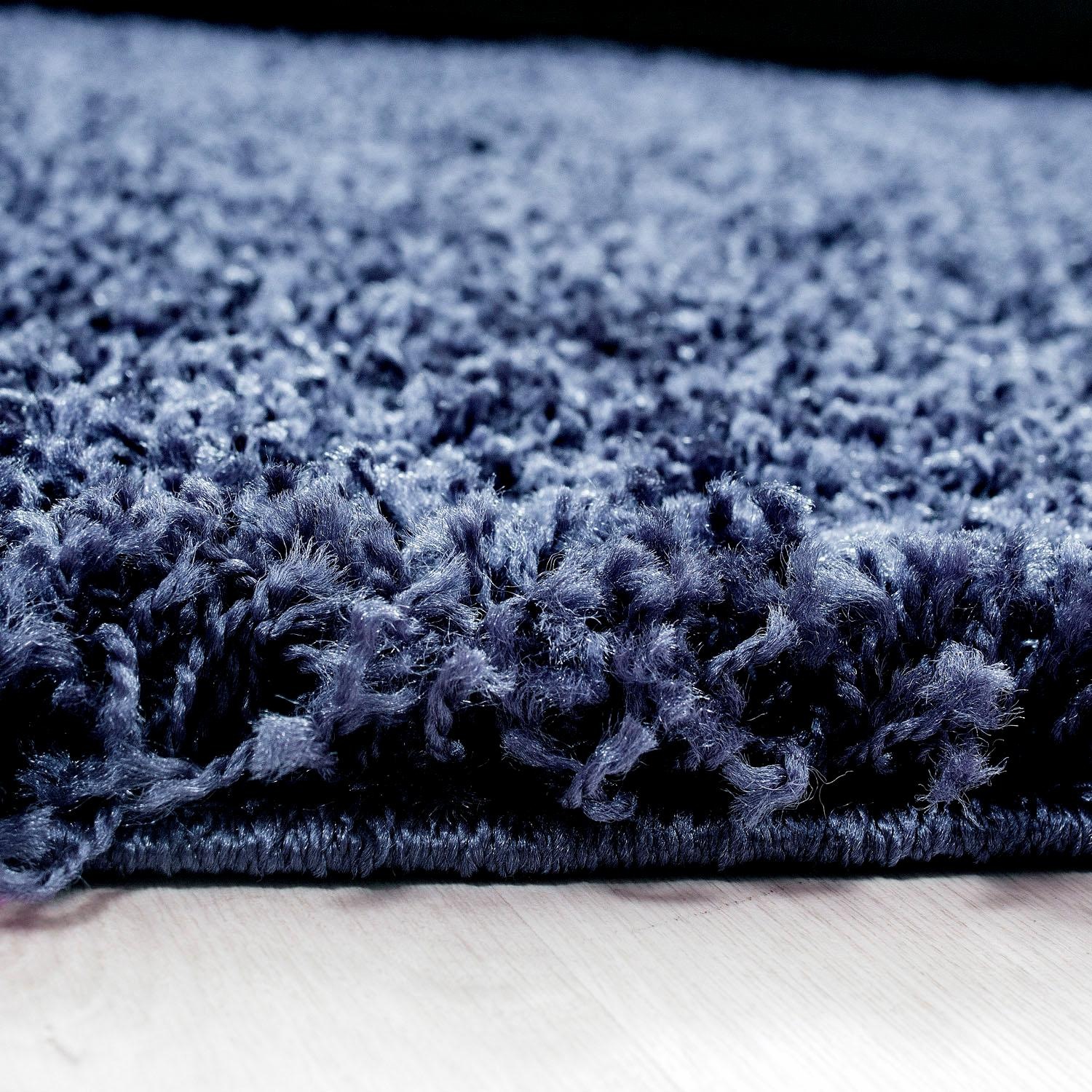 Hochflor-Teppich AYYILDIZ TEPPICHE "Life Shaggy 1500" Gr. 41, blau (navy), H:30mm Ø:120cm, Kunstfaser, Teppiche, auch in rechteckig, Wohnzimmer, Langflor, große Farbauswahl 2