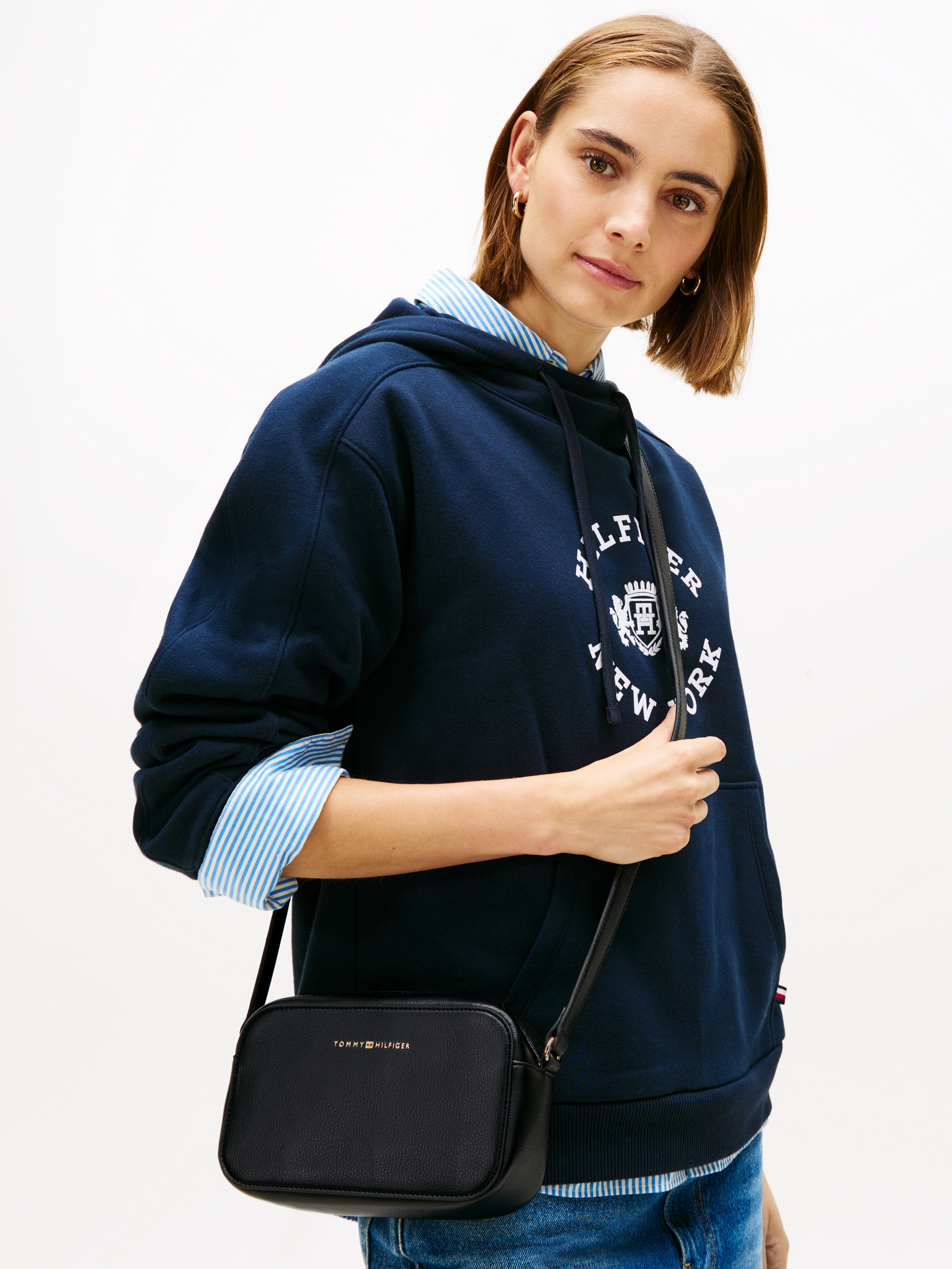 Tommy Hilfiger Umhängetasche »TH LOGO CAMERA BAG« , Damen Schultertasche, Minibag mit verstellbarem Umhängeriemen